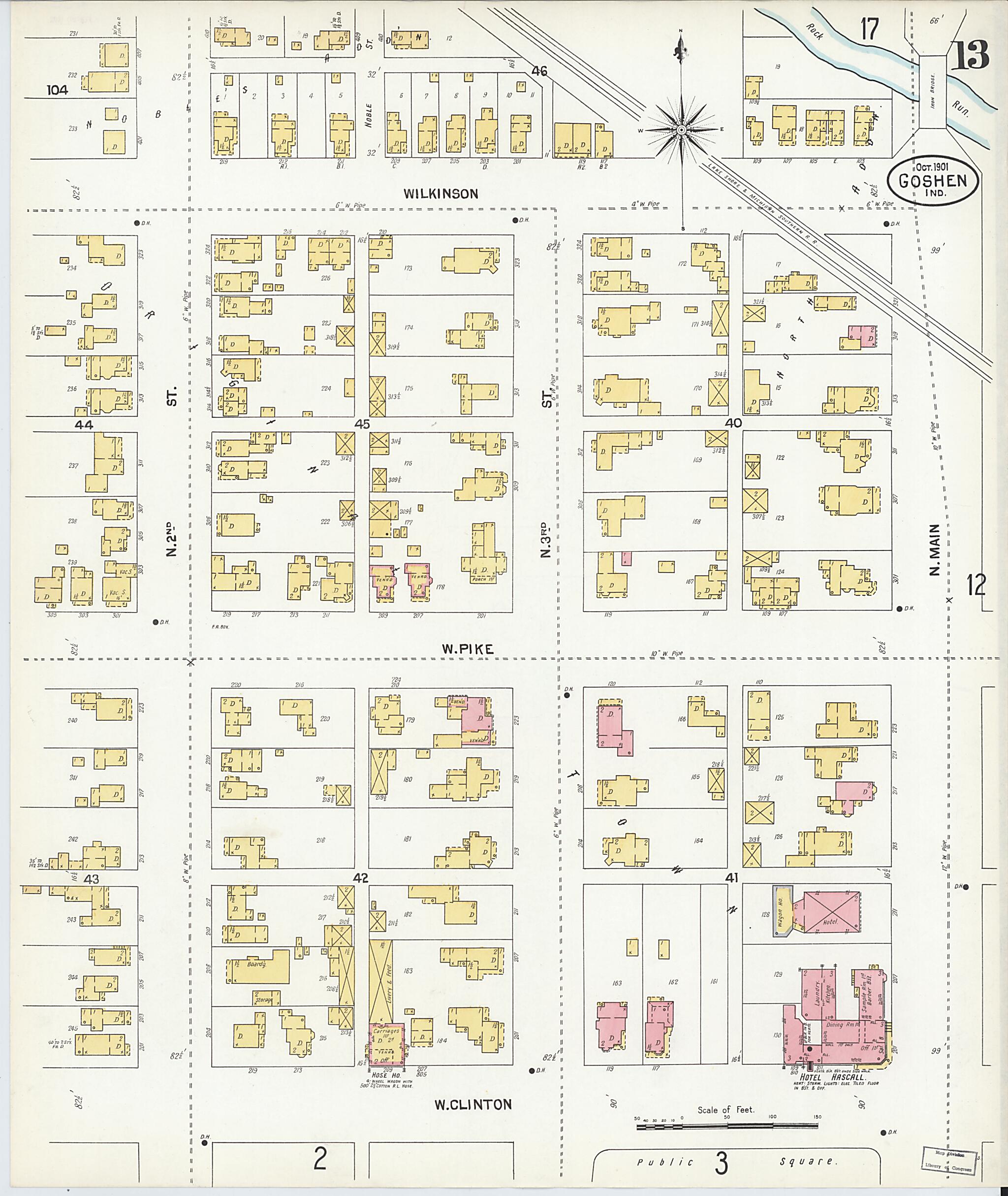 This old map of Goshen, Elkhart County, Indiana was created by Sanborn Map Company in 1901