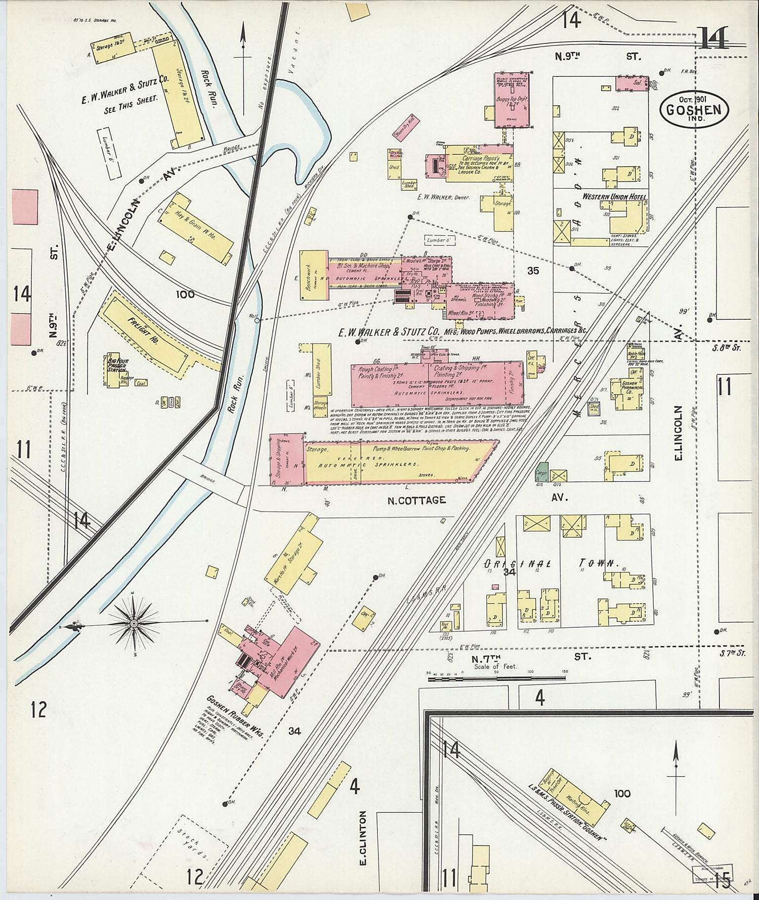 This old map of Goshen, Elkhart County, Indiana was created by Sanborn Map Company in 1901