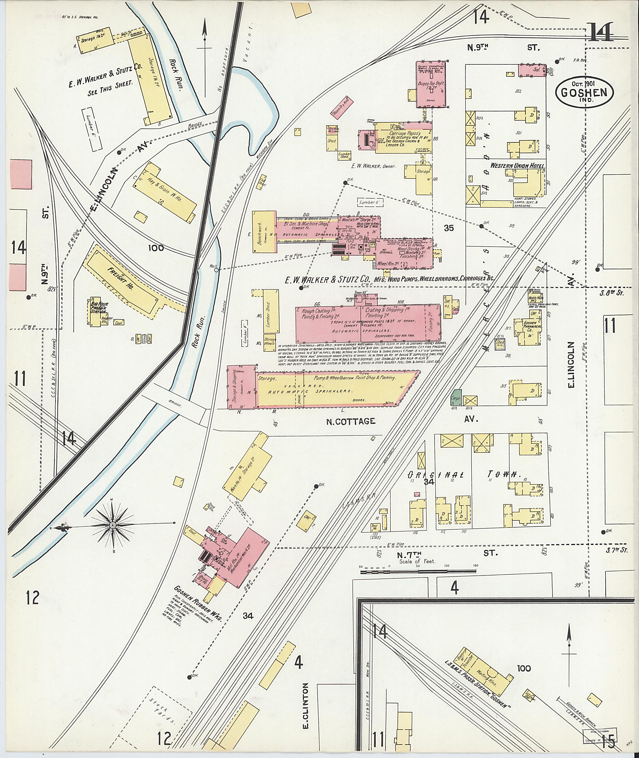 This old map of Goshen, Elkhart County, Indiana was created by Sanborn Map Company in 1901