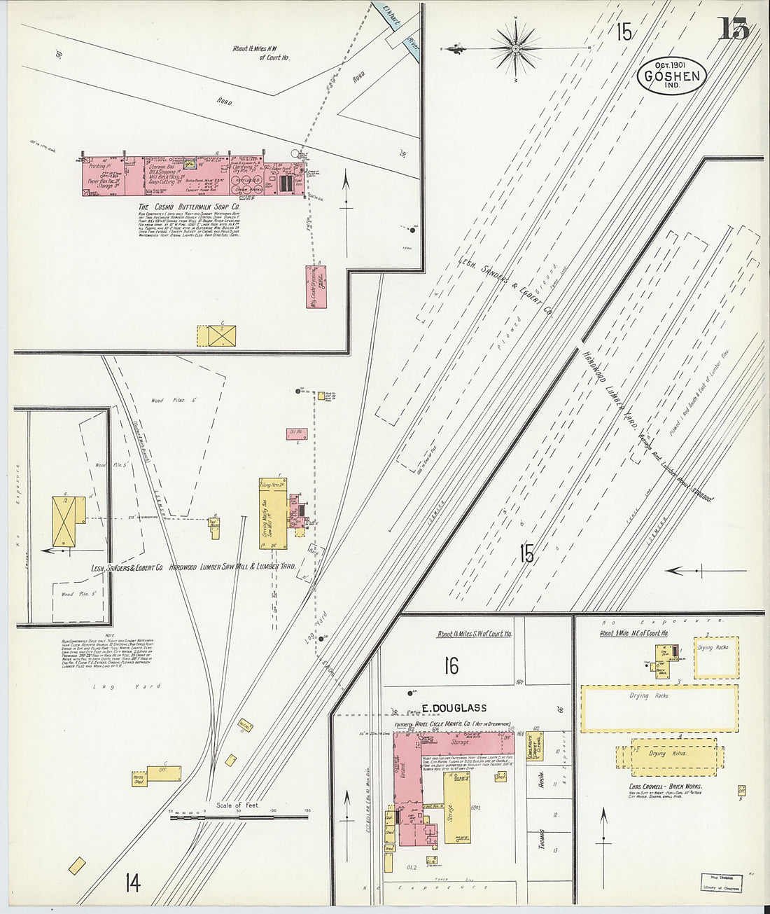 This old map of Goshen, Elkhart County, Indiana was created by Sanborn Map Company in 1901