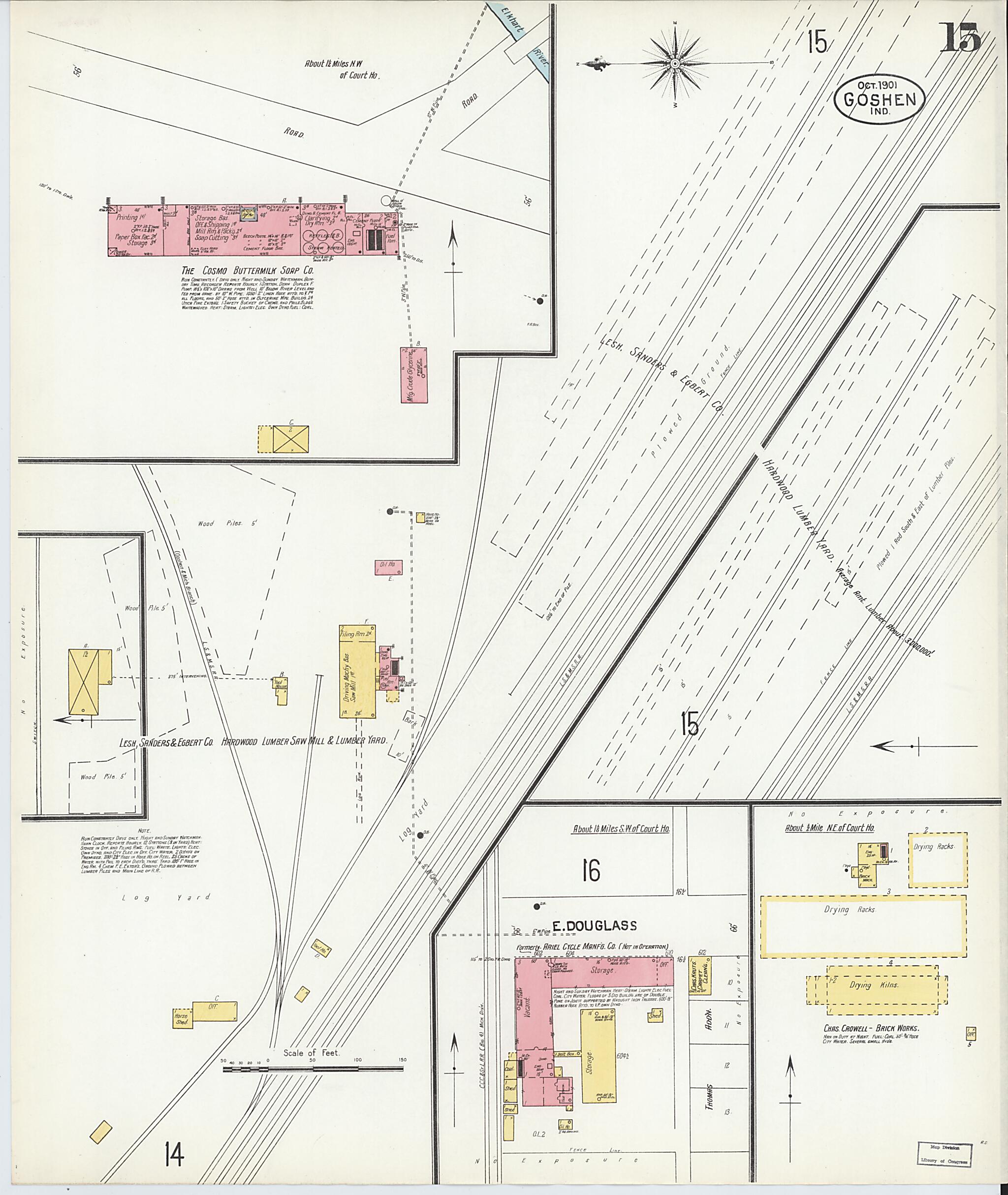 This old map of Goshen, Elkhart County, Indiana was created by Sanborn Map Company in 1901