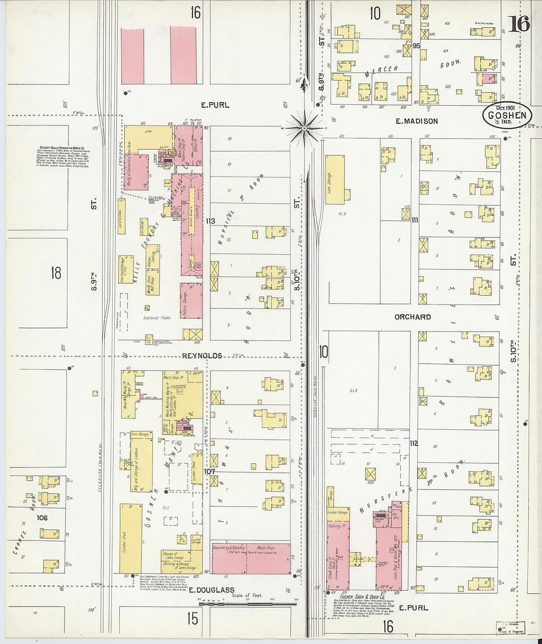 This old map of Goshen, Elkhart County, Indiana was created by Sanborn Map Company in 1901