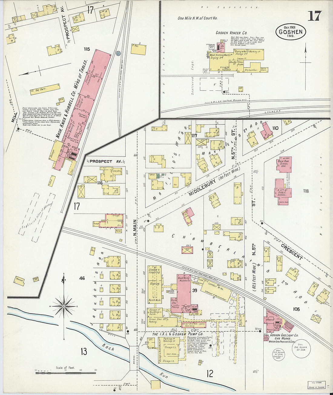 This old map of Goshen, Elkhart County, Indiana was created by Sanborn Map Company in 1901