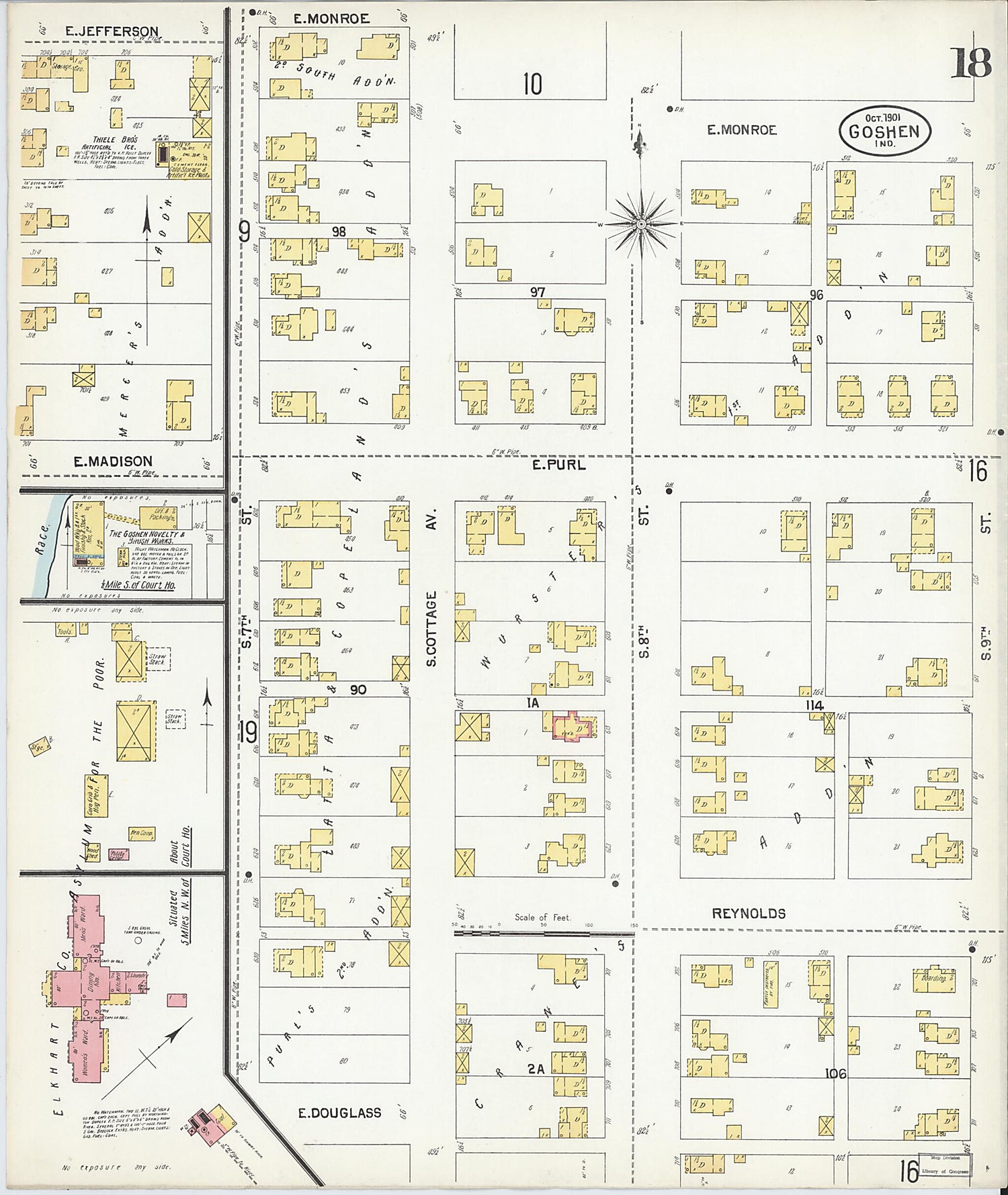 This old map of Goshen, Elkhart County, Indiana was created by Sanborn Map Company in 1901