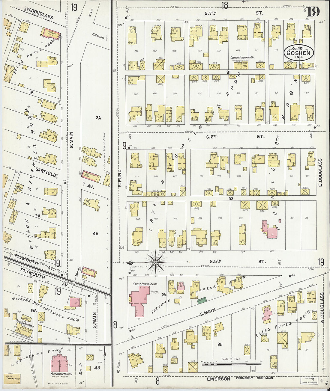 This old map of Goshen, Elkhart County, Indiana was created by Sanborn Map Company in 1901