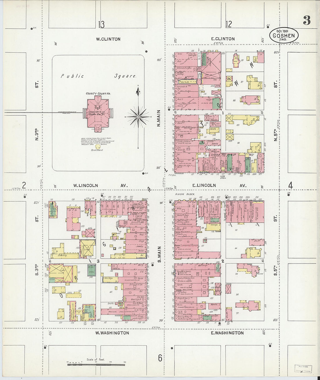 This old map of Goshen, Elkhart County, Indiana was created by Sanborn Map Company in 1901