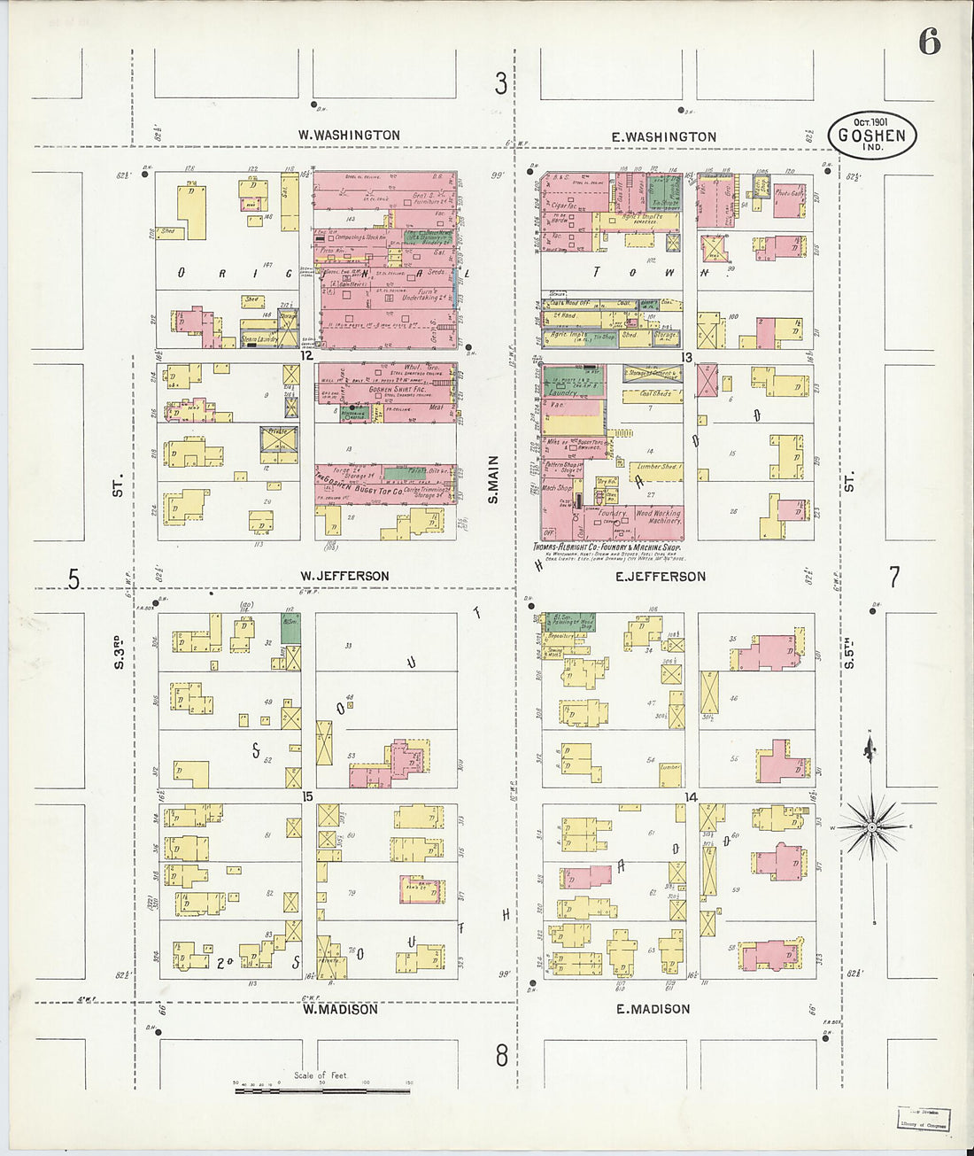 This old map of Goshen, Elkhart County, Indiana was created by Sanborn Map Company in 1901