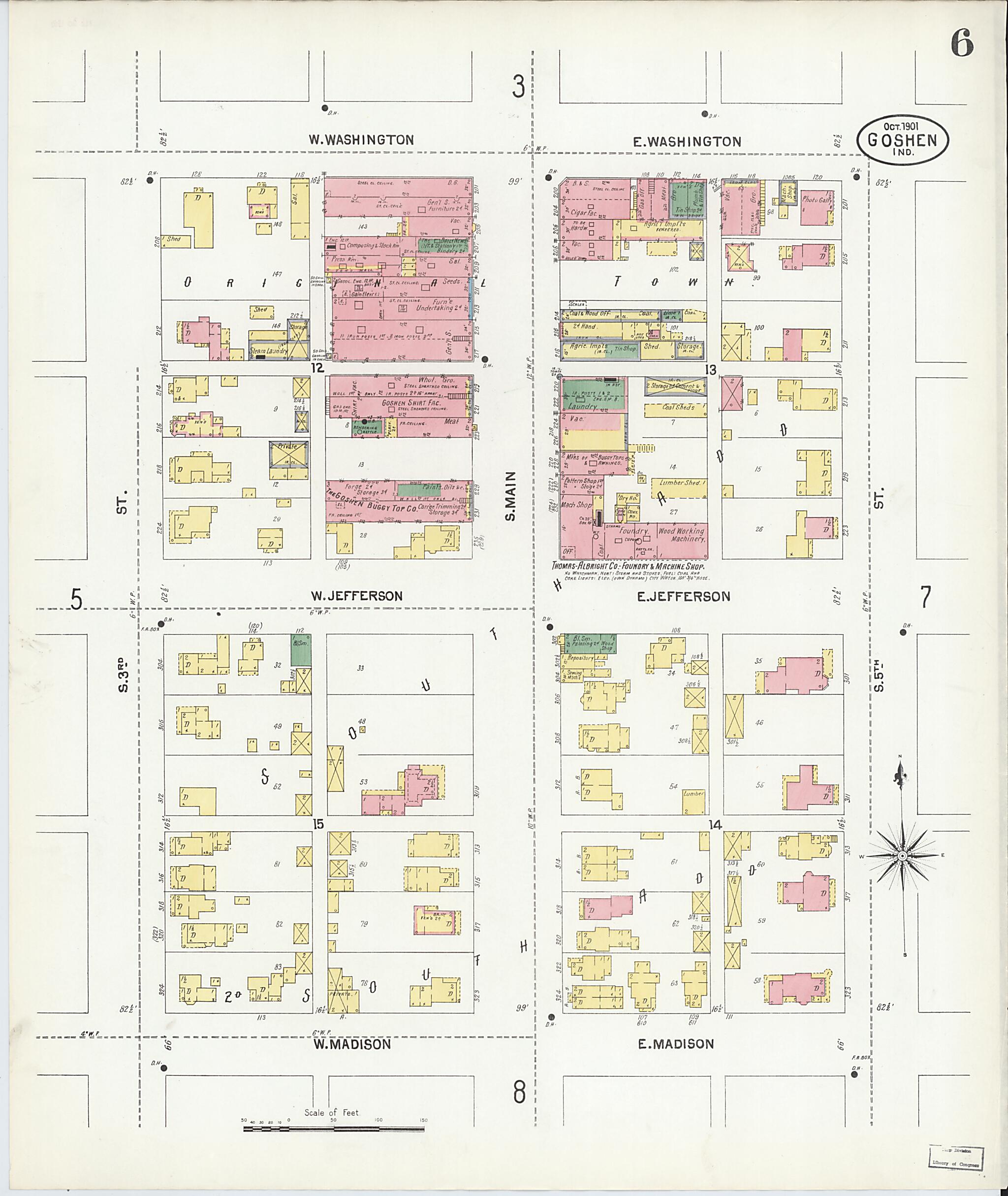 This old map of Goshen, Elkhart County, Indiana was created by Sanborn Map Company in 1901