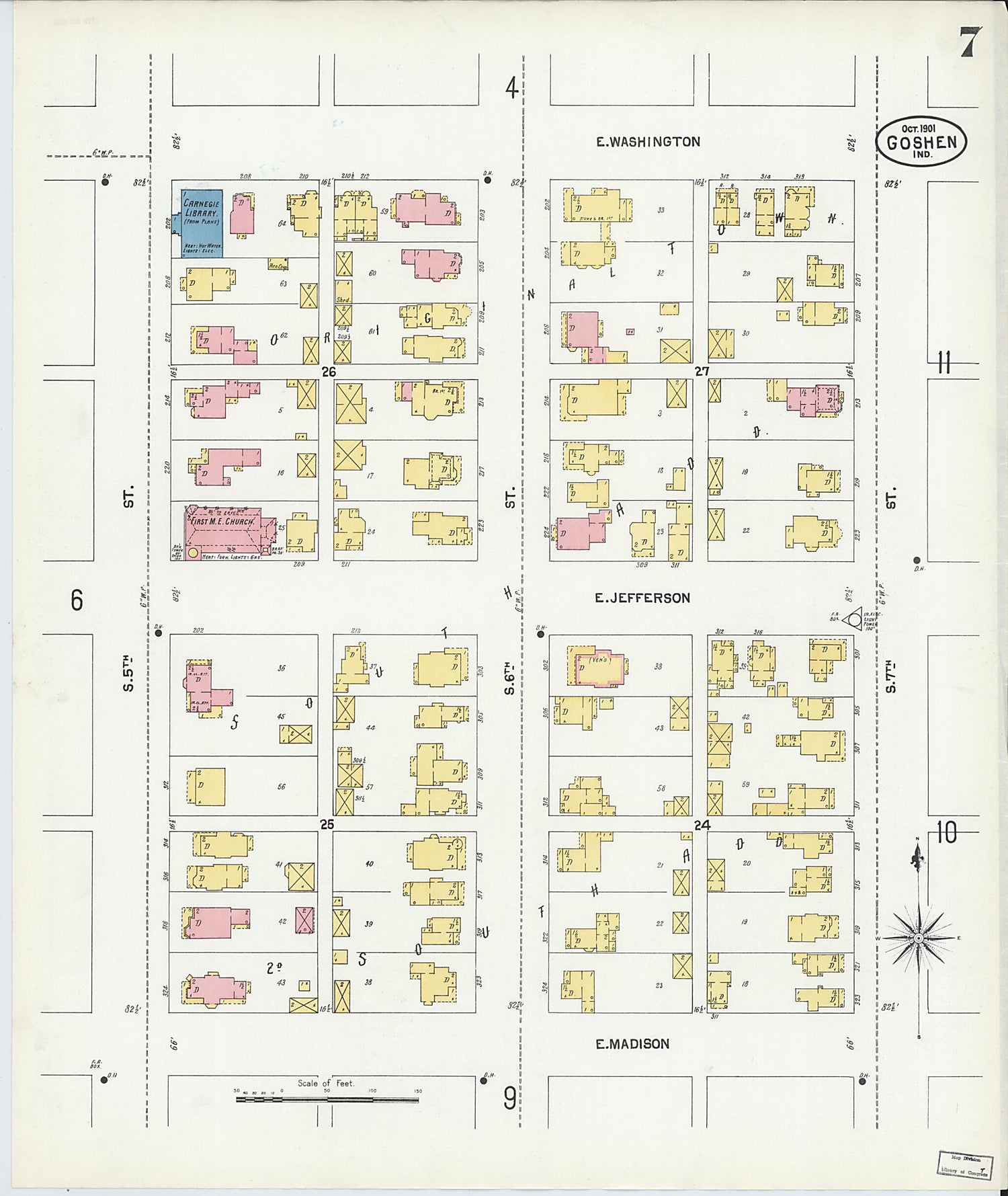 This old map of Goshen, Elkhart County, Indiana was created by Sanborn Map Company in 1901