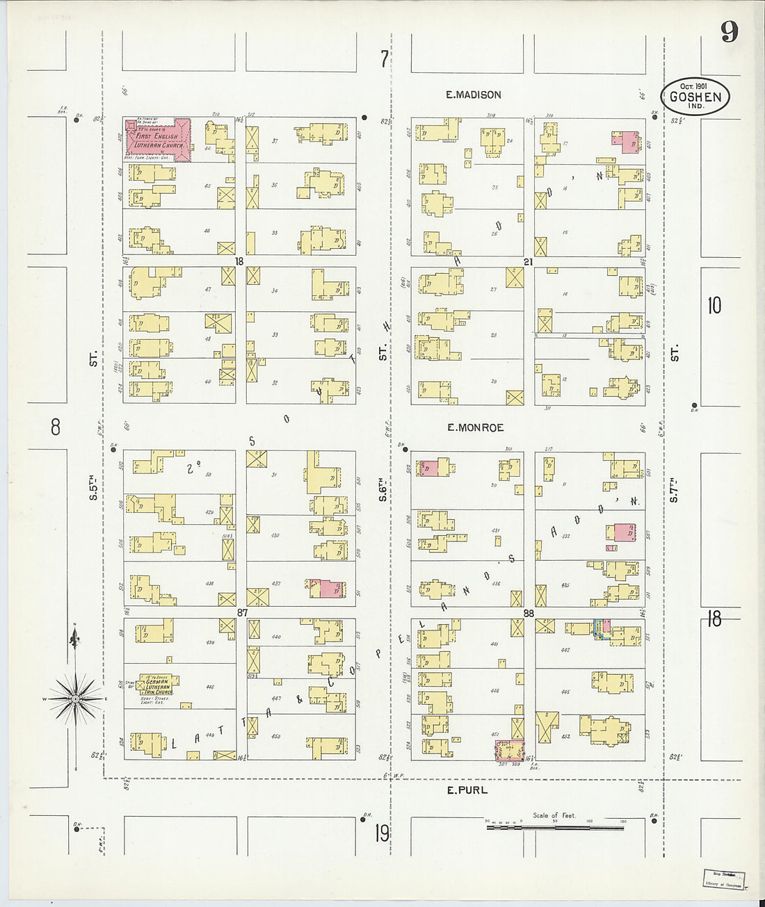 This old map of Goshen, Elkhart County, Indiana was created by Sanborn Map Company in 1901