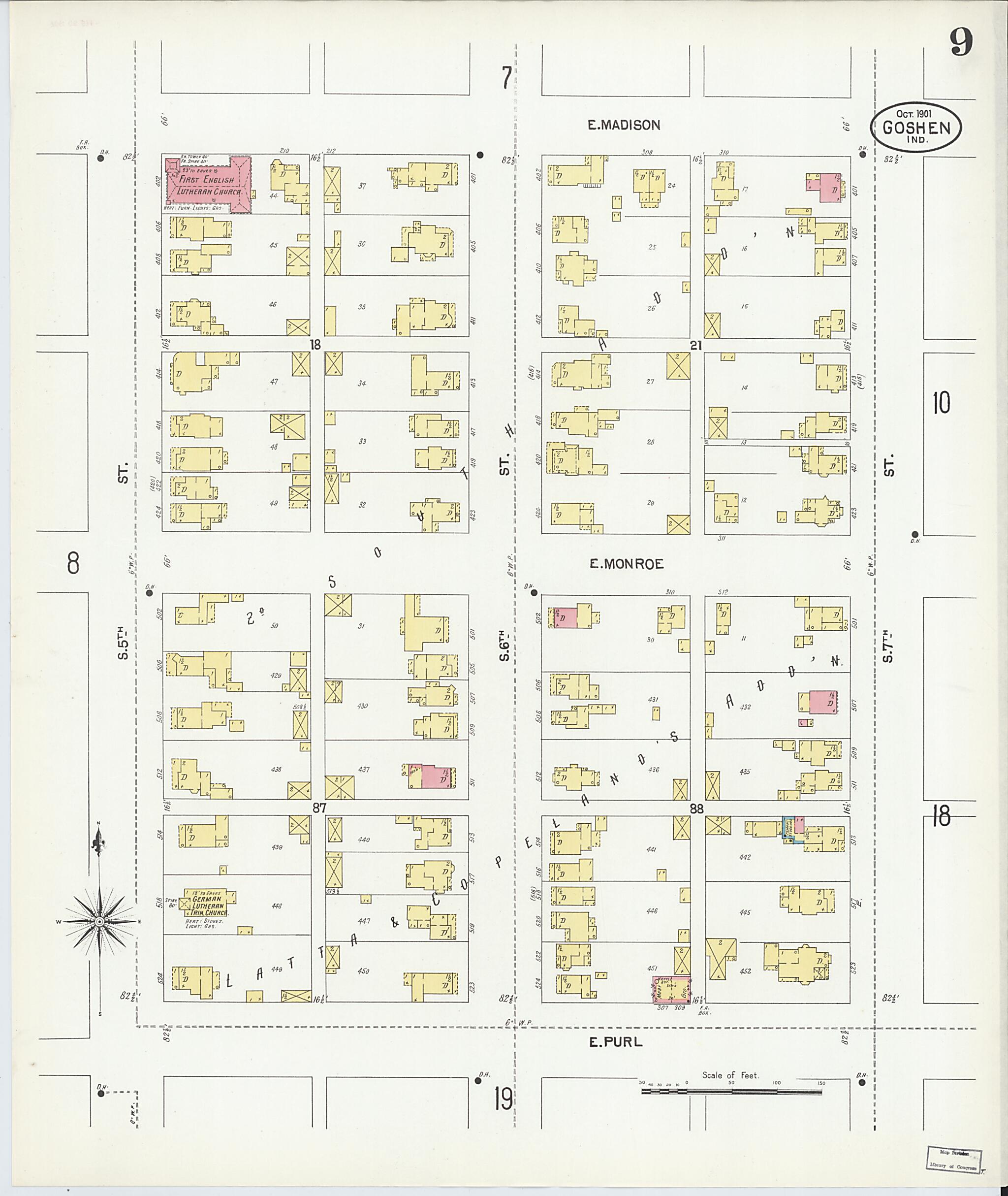 This old map of Goshen, Elkhart County, Indiana was created by Sanborn Map Company in 1901