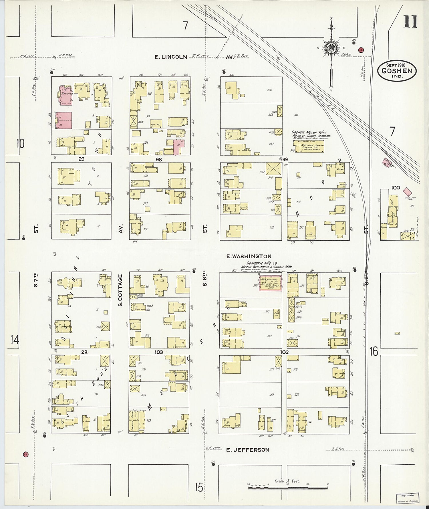 This old map of Goshen, Elkhart County, Indiana was created by Sanborn Map Company in 1910