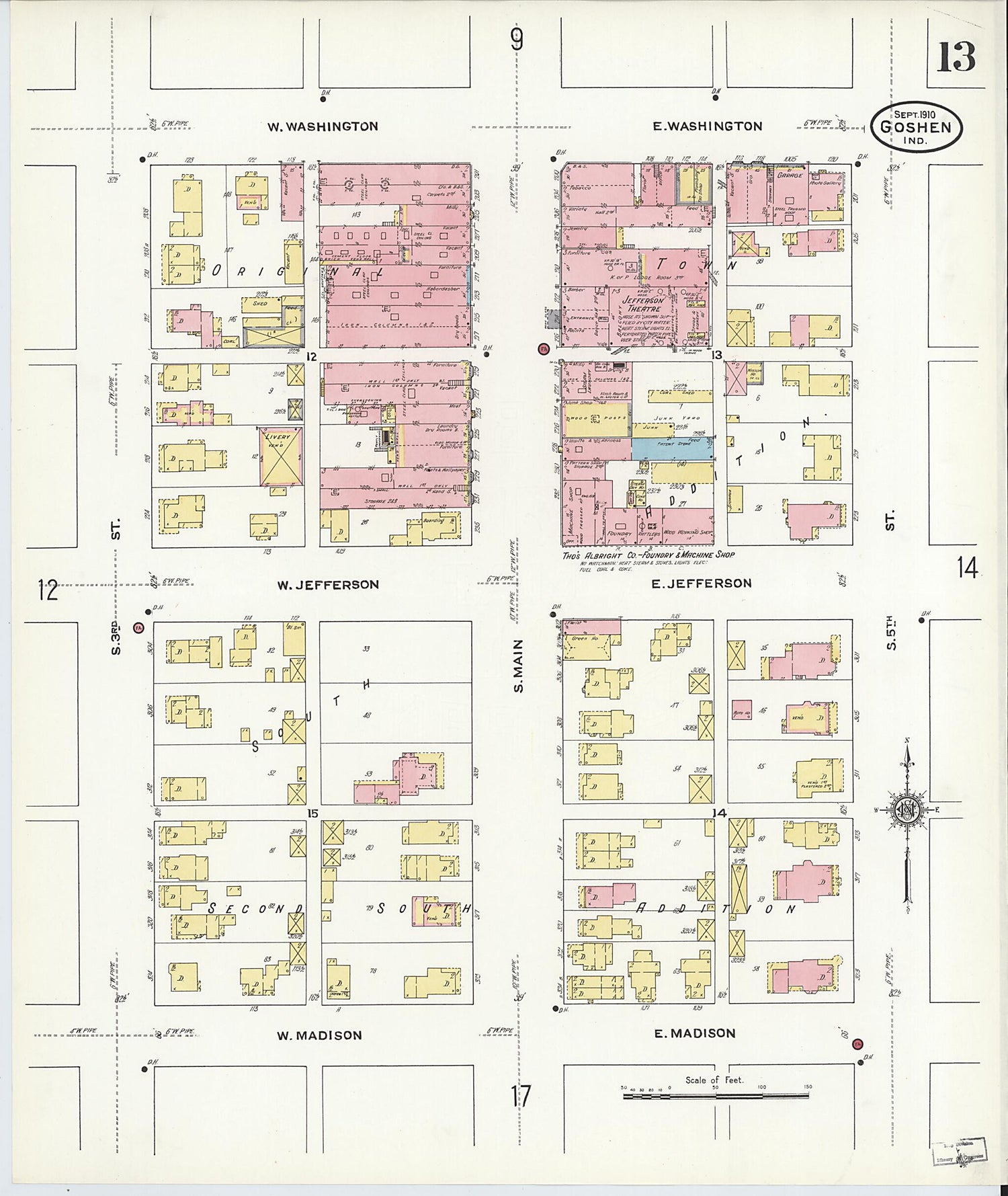 This old map of Goshen, Elkhart County, Indiana was created by Sanborn Map Company in 1910