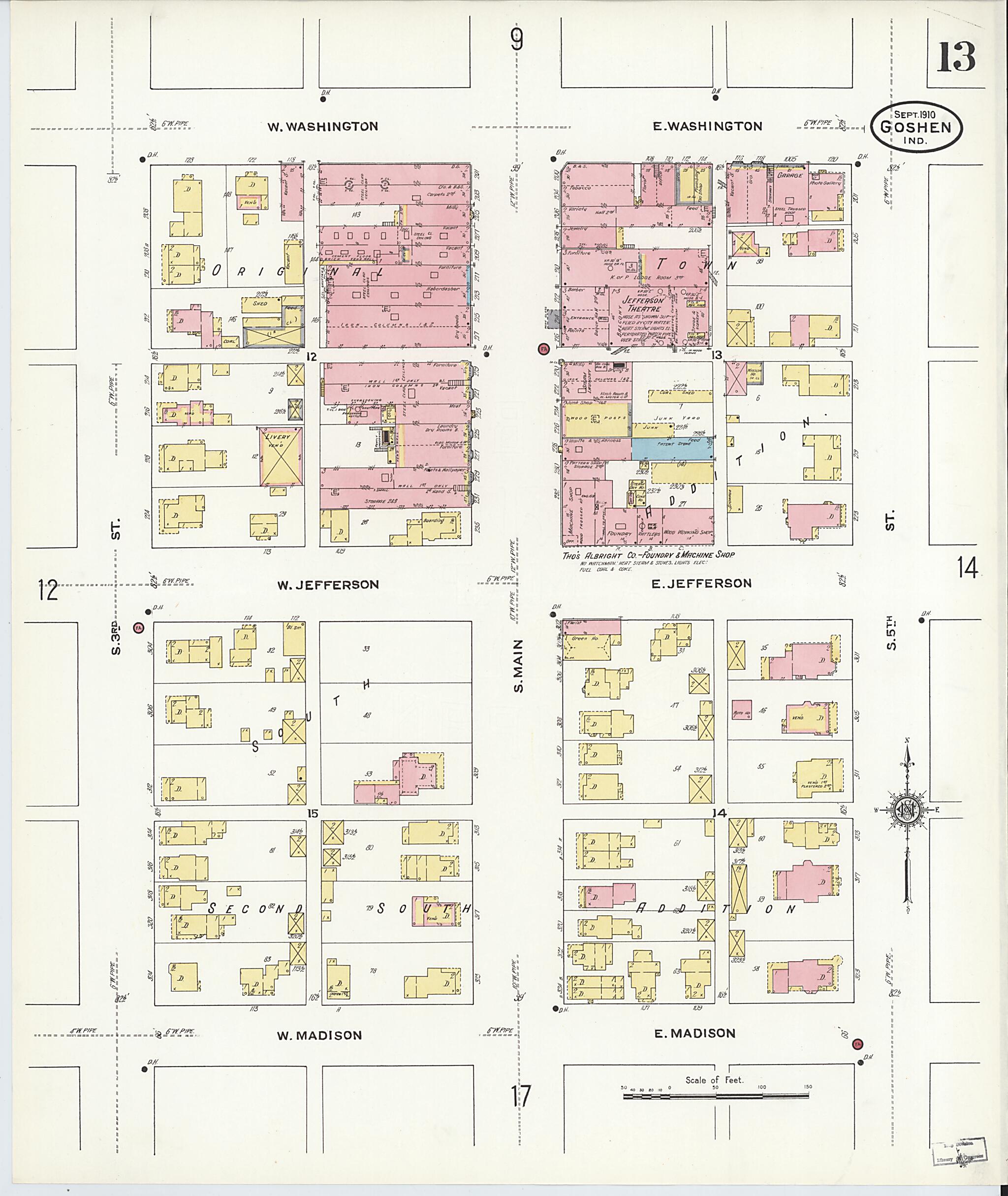 This old map of Goshen, Elkhart County, Indiana was created by Sanborn Map Company in 1910