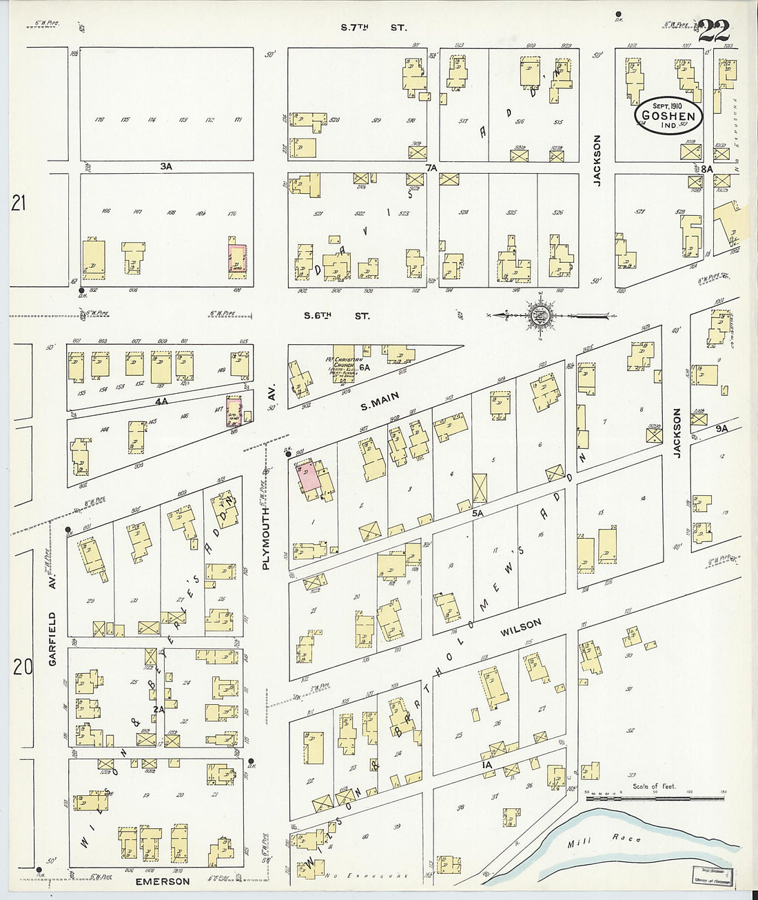 This old map of Goshen, Elkhart County, Indiana was created by Sanborn Map Company in 1910