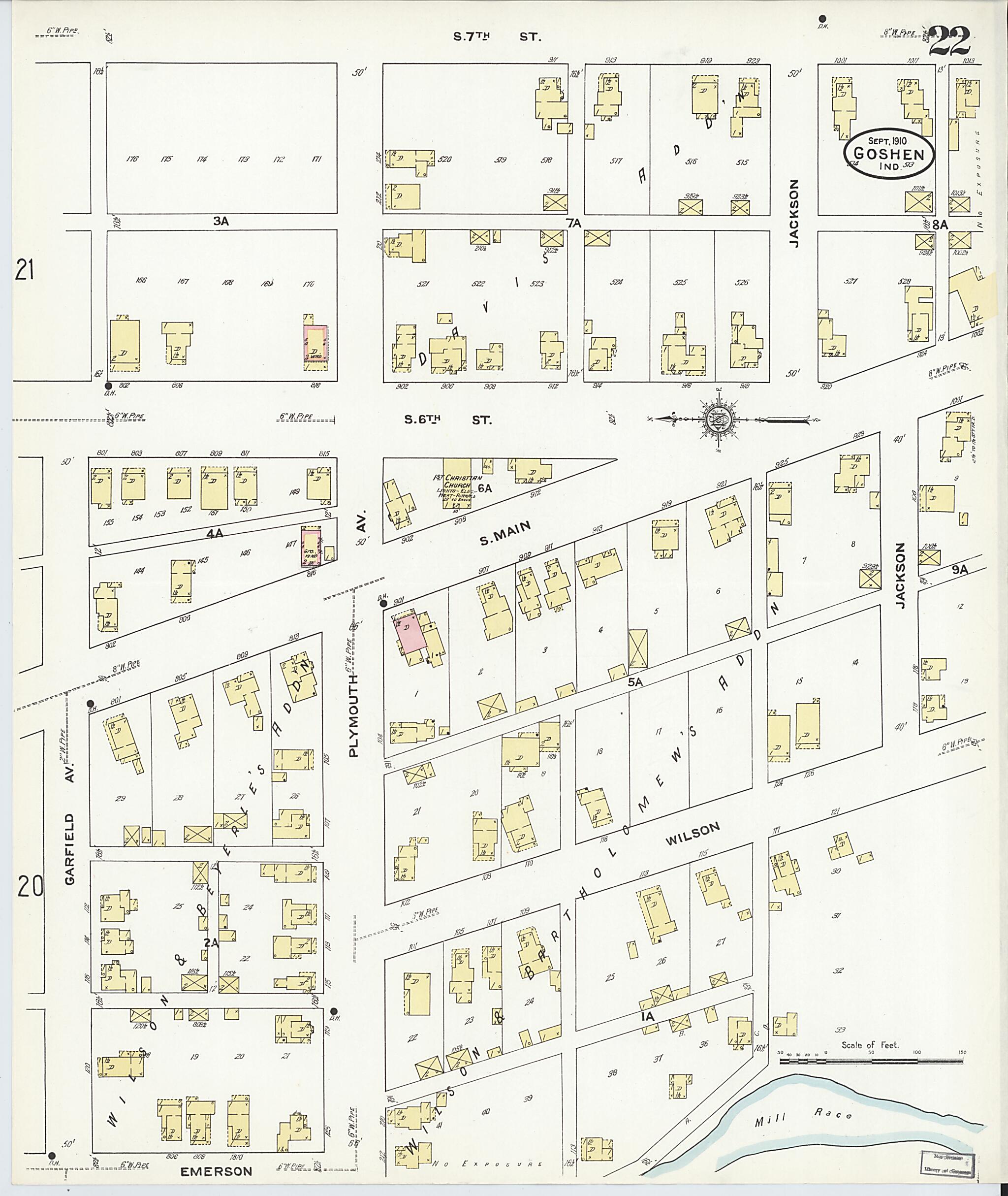 This old map of Goshen, Elkhart County, Indiana was created by Sanborn Map Company in 1910