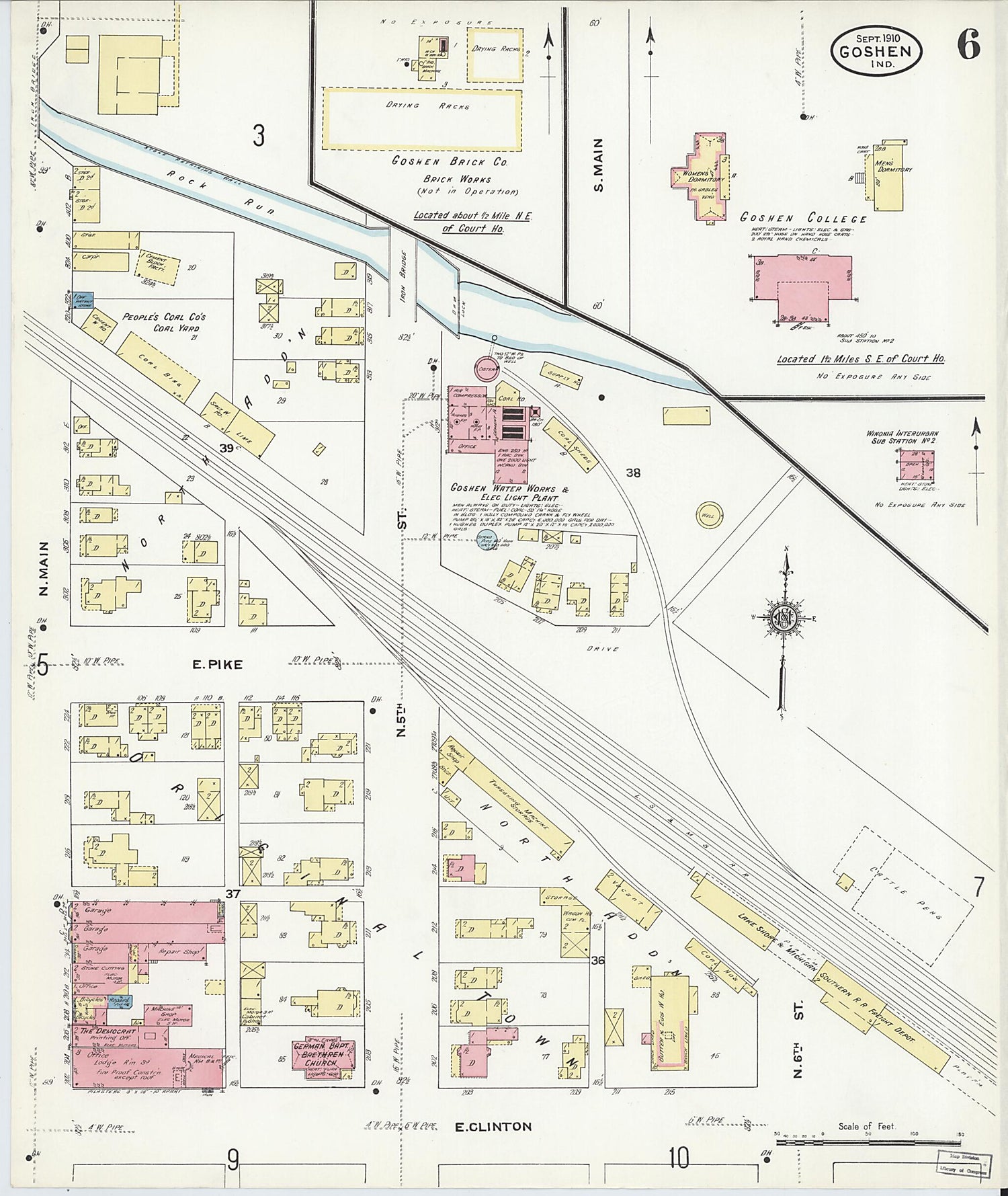 This old map of Goshen, Elkhart County, Indiana was created by Sanborn Map Company in 1910