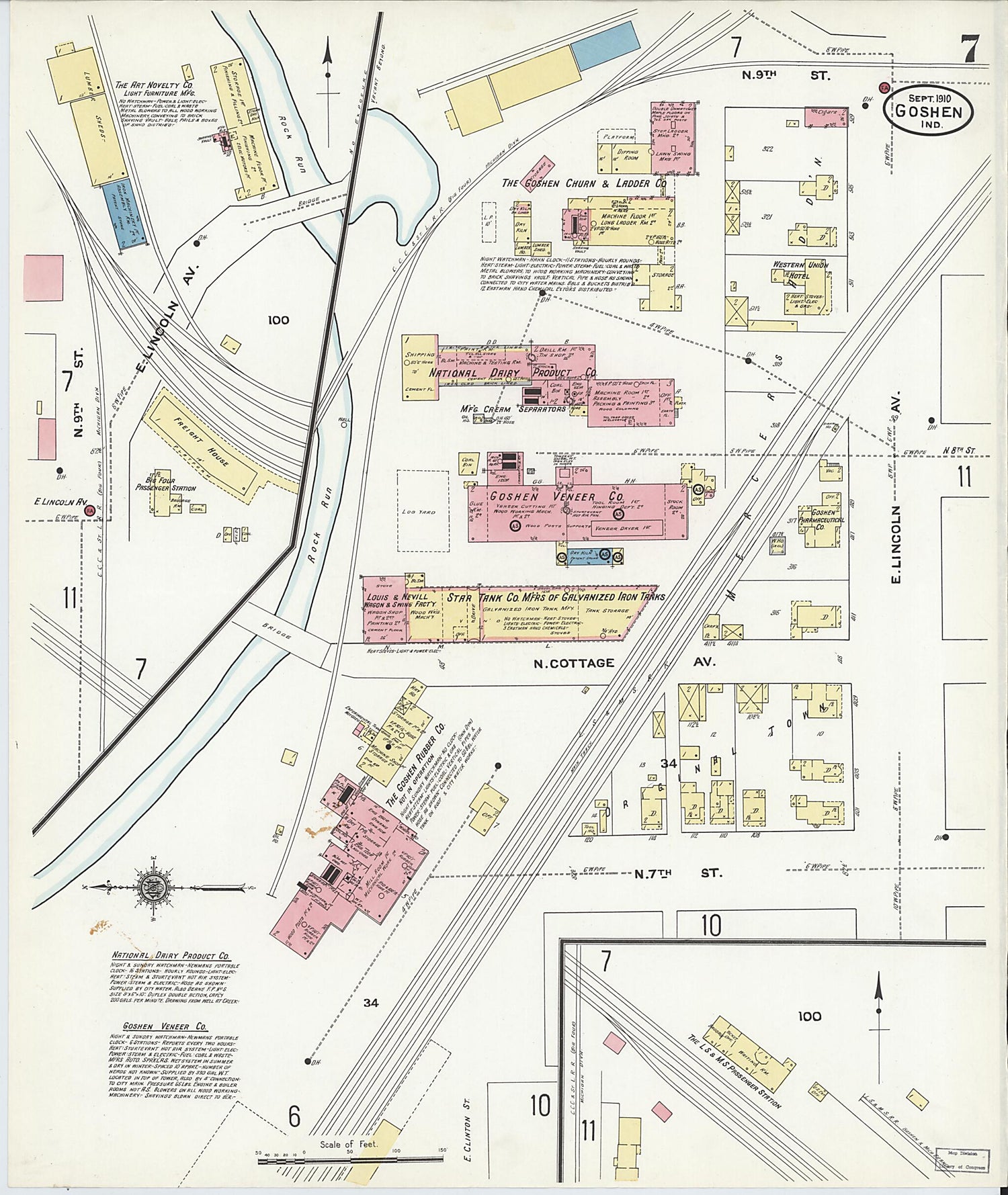 This old map of Goshen, Elkhart County, Indiana was created by Sanborn Map Company in 1910