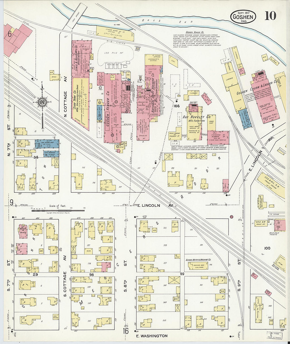 This old map of Goshen, Elkhart County, Indiana was created by Sanborn Map Company in 1917