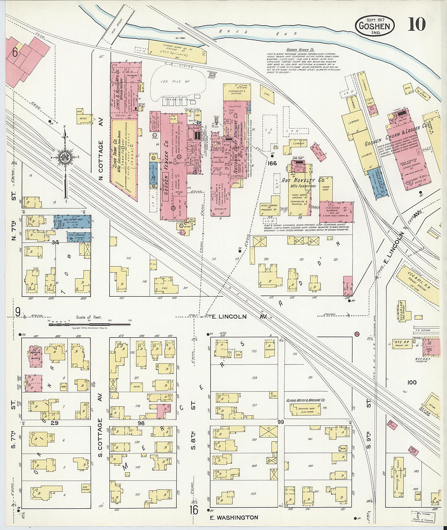 This old map of Goshen, Elkhart County, Indiana was created by Sanborn Map Company in 1917