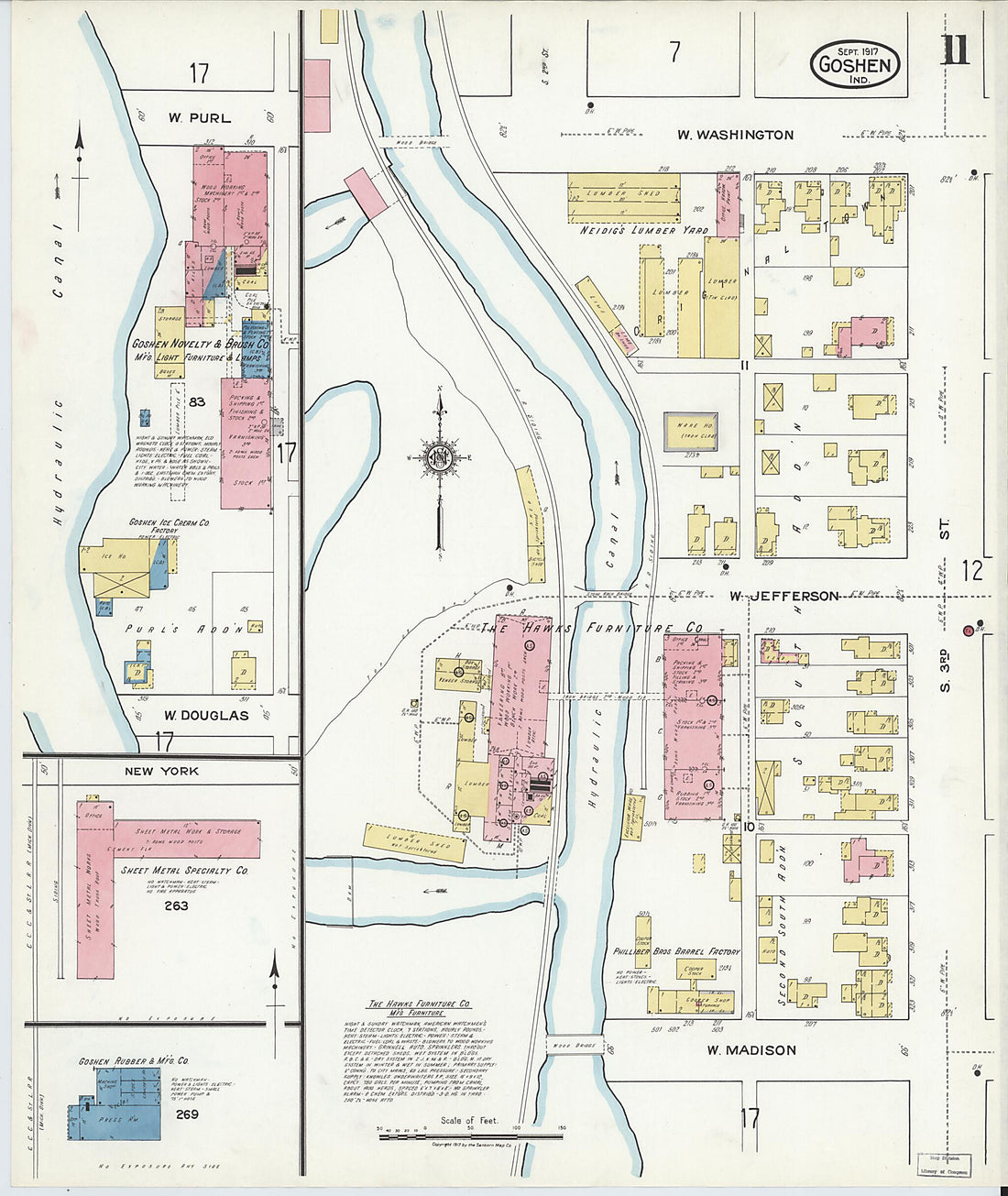 This old map of Goshen, Elkhart County, Indiana was created by Sanborn Map Company in 1917