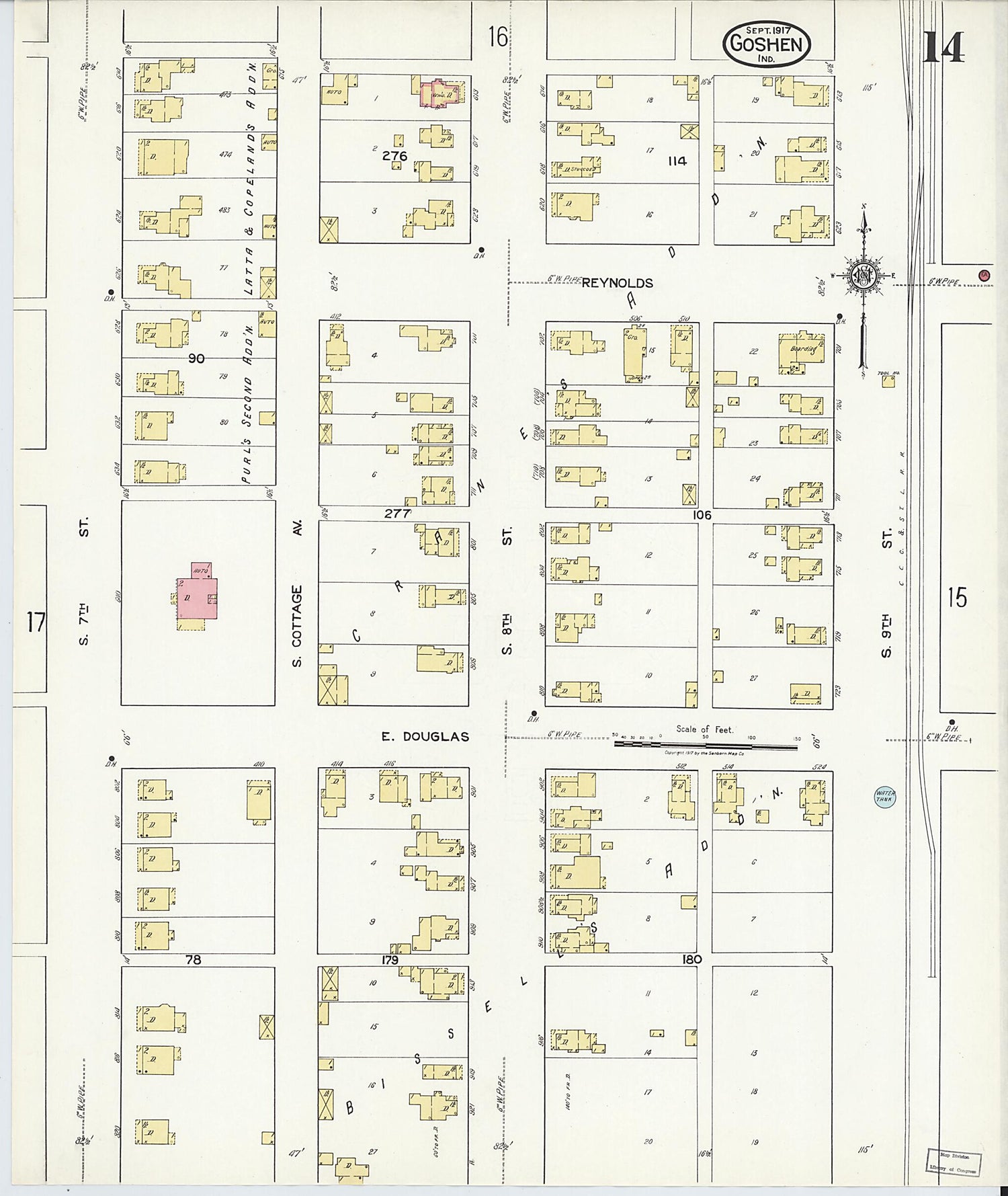 This old map of Goshen, Elkhart County, Indiana was created by Sanborn Map Company in 1917