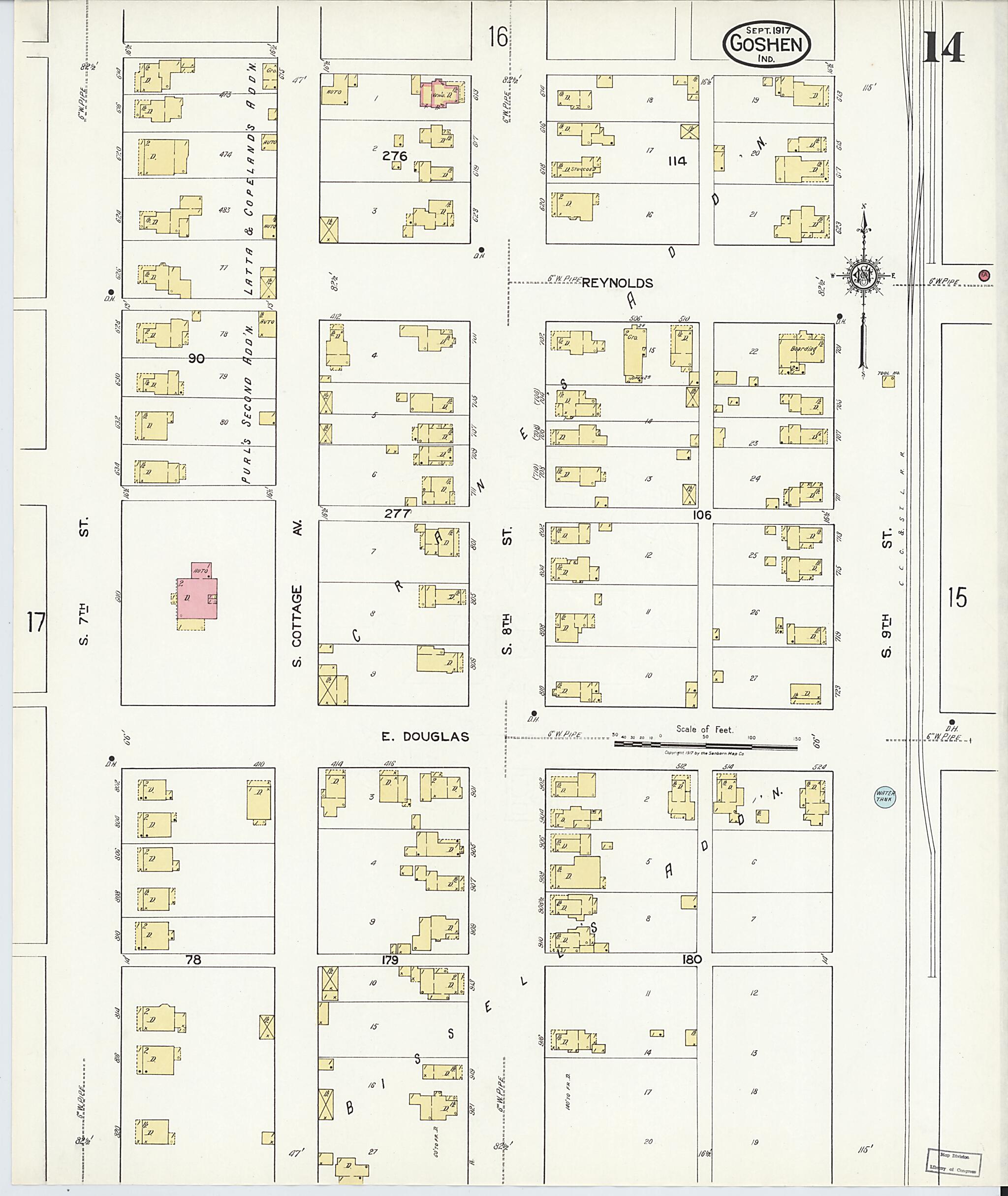 This old map of Goshen, Elkhart County, Indiana was created by Sanborn Map Company in 1917