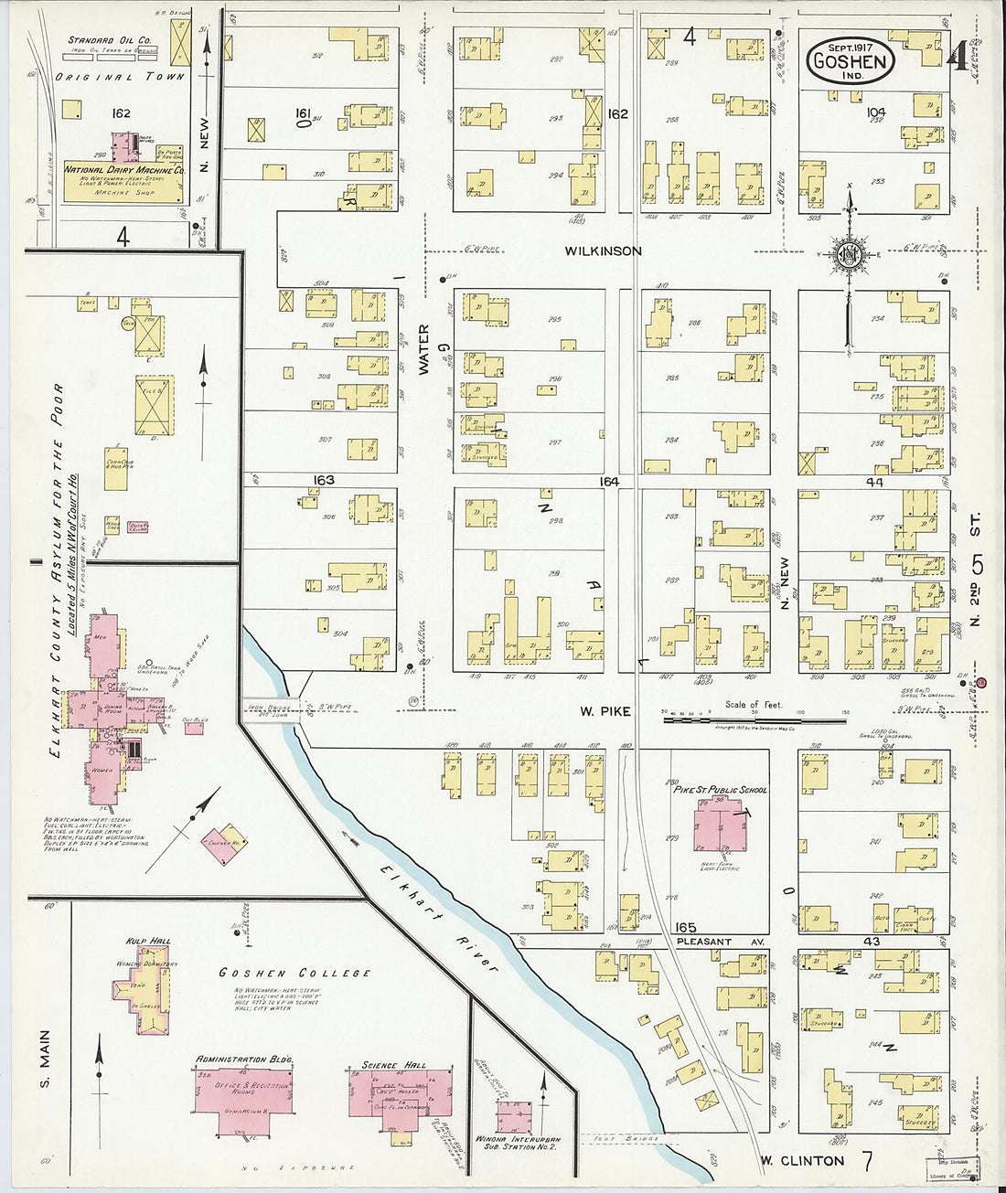 This old map of Goshen, Elkhart County, Indiana was created by Sanborn Map Company in 1917