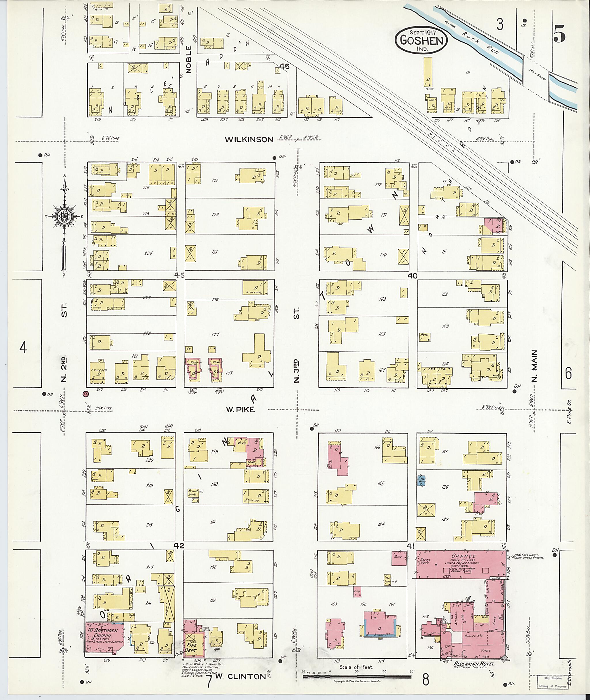 This old map of Goshen, Elkhart County, Indiana was created by Sanborn Map Company in 1917