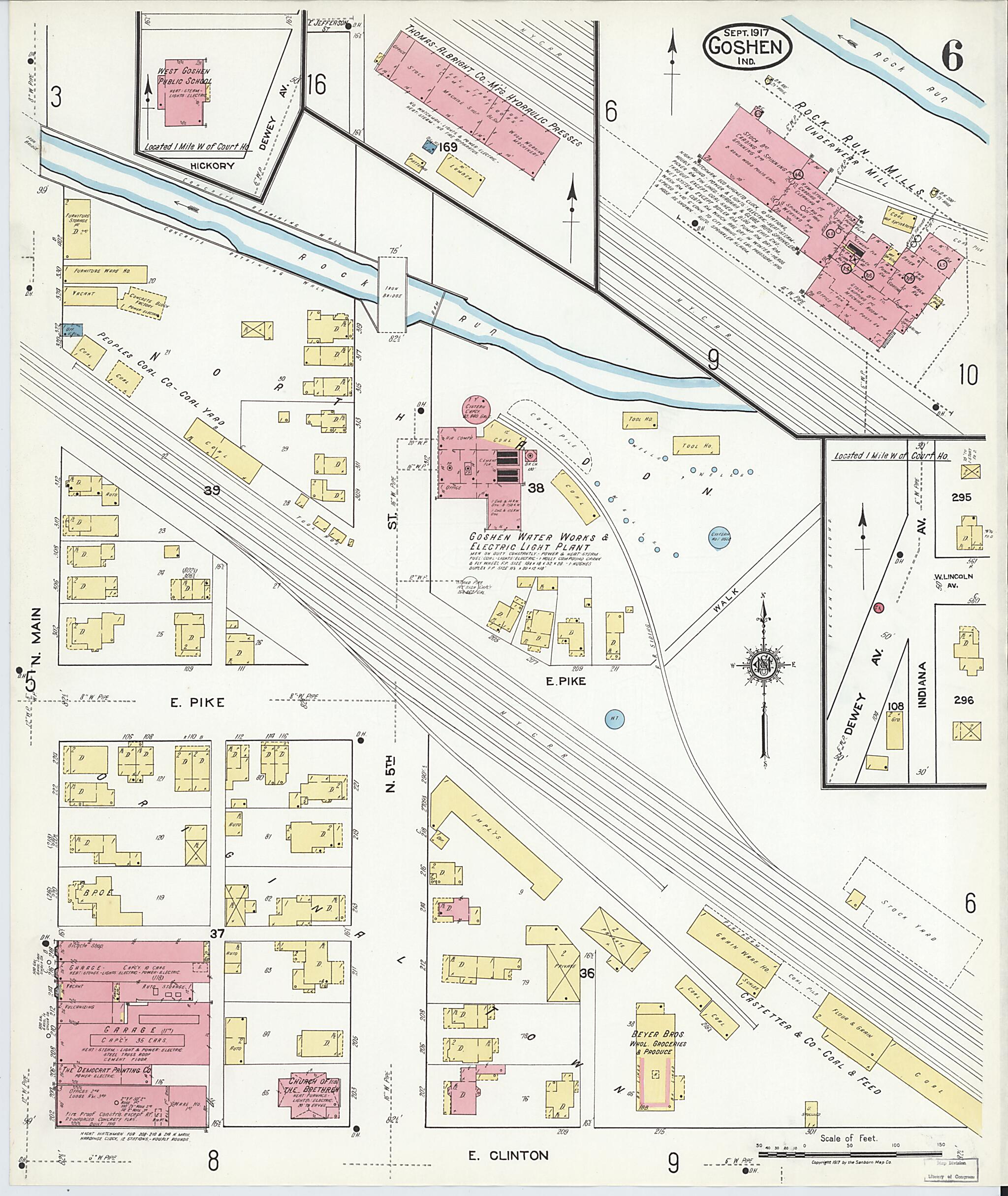 This old map of Goshen, Elkhart County, Indiana was created by Sanborn Map Company in 1917