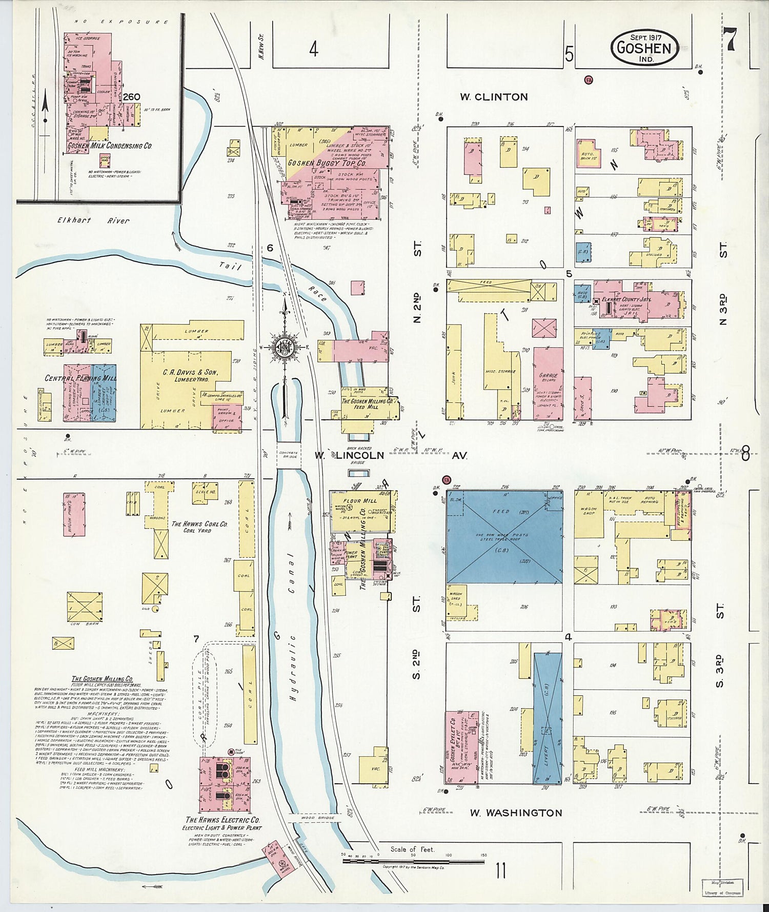 This old map of Goshen, Elkhart County, Indiana was created by Sanborn Map Company in 1917