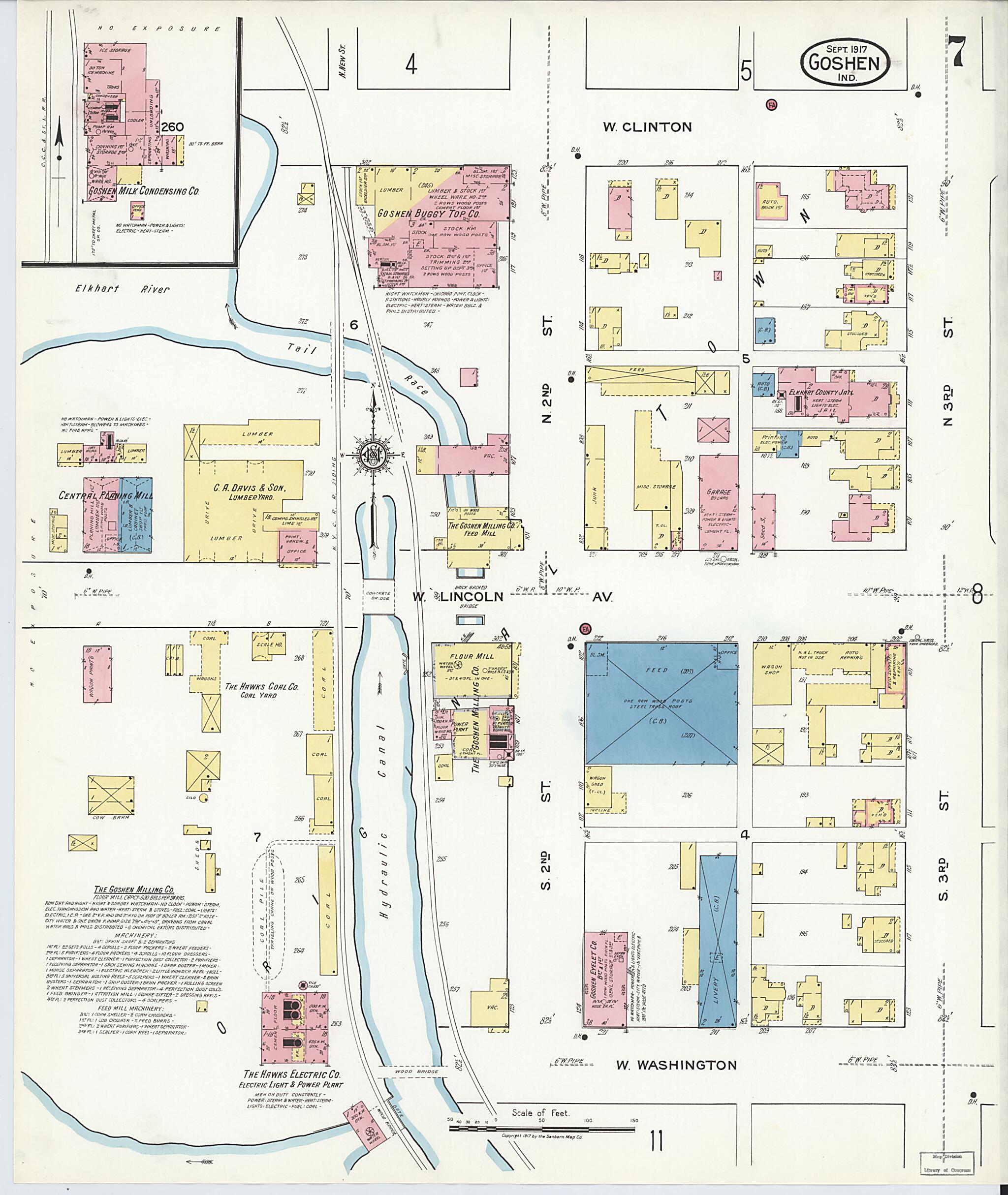 This old map of Goshen, Elkhart County, Indiana was created by Sanborn Map Company in 1917