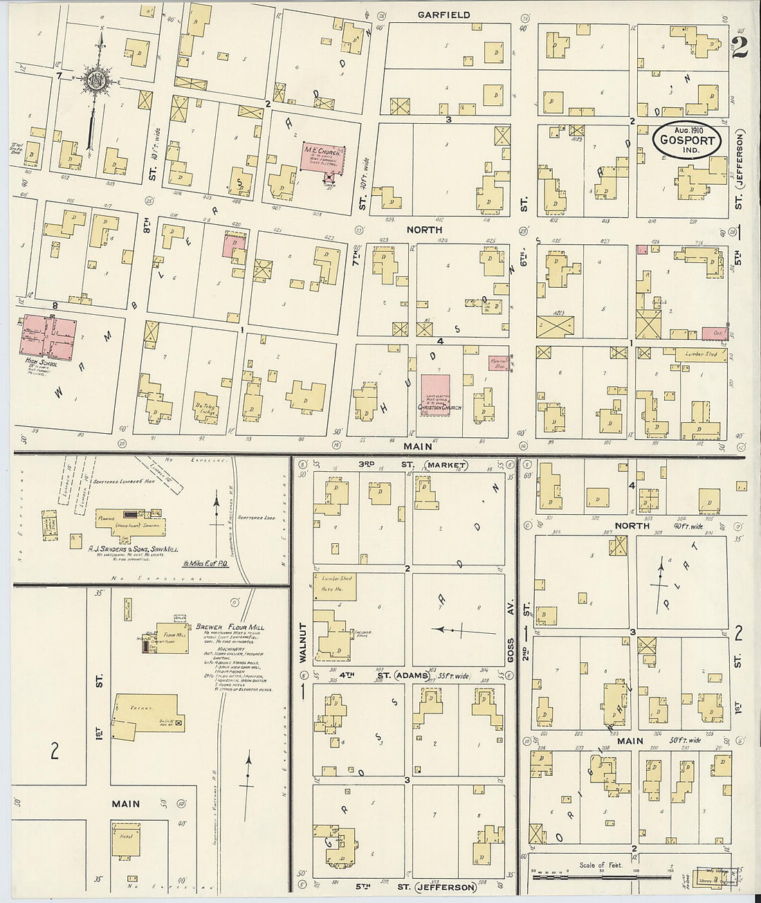 This old map of Gosport, Owen County, Indiana was created by Sanborn Map Company in 1910