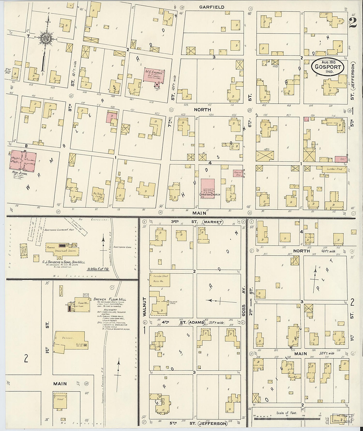 This old map of Gosport, Owen County, Indiana was created by Sanborn Map Company in 1910