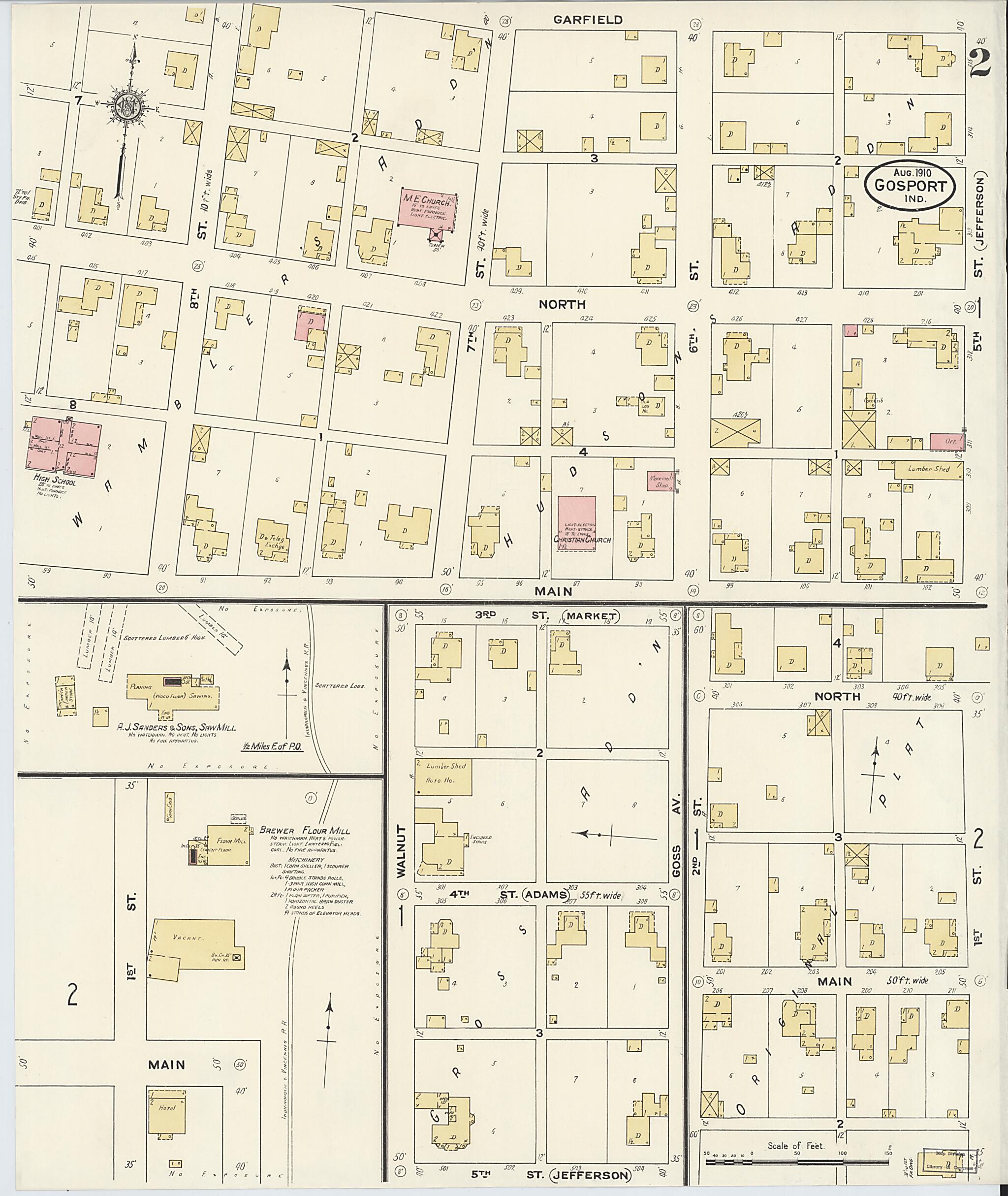 This old map of Gosport, Owen County, Indiana was created by Sanborn Map Company in 1910