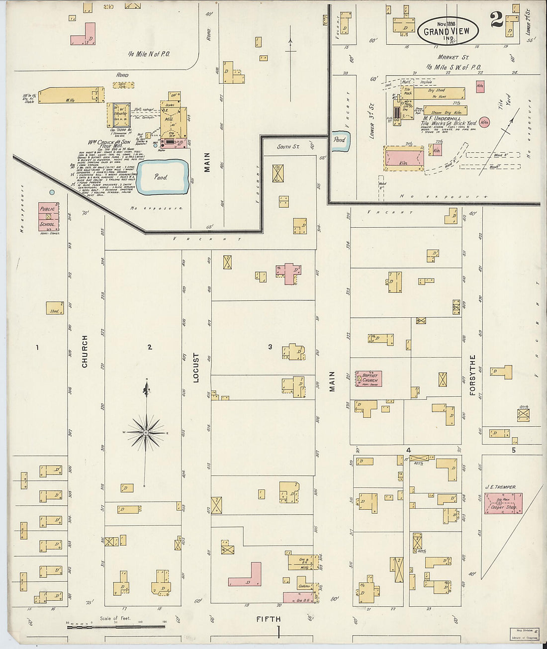 This old map of Grand View, Spencer County, Indiana was created by Sanborn Map Company in 1898