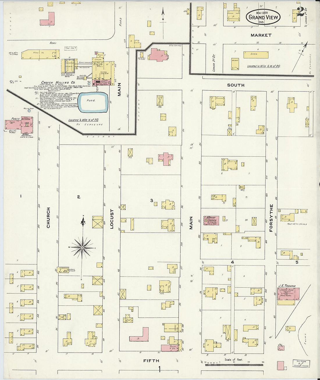 This old map of Grand View, Spencer County, Indiana was created by Sanborn Map Company in 1909