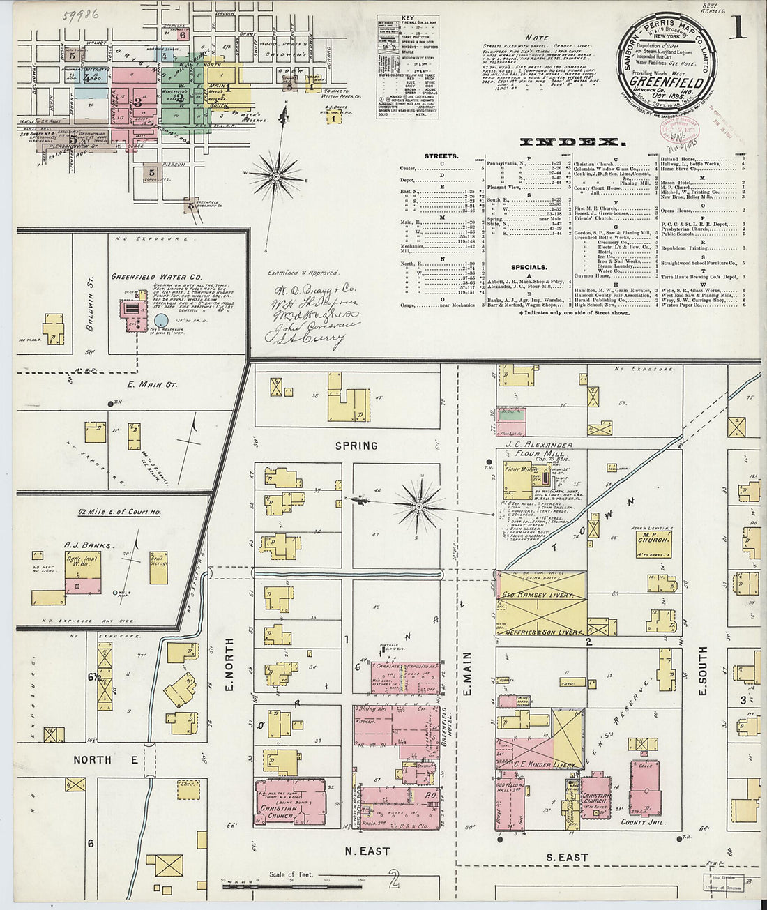 This old map of Greenfield, Hancock County, Indiana was created by Sanborn Map Company in 1895