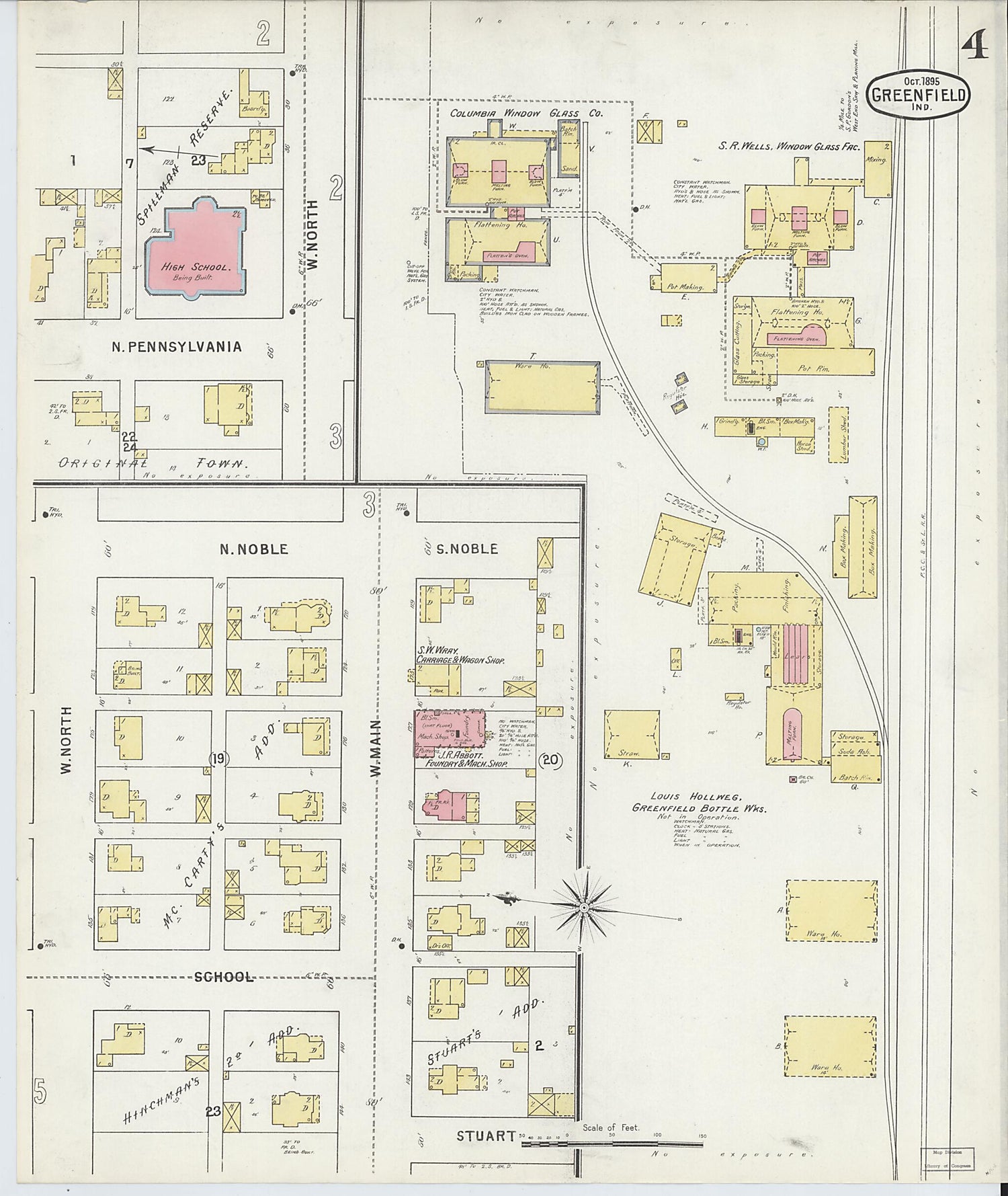 This old map of Greenfield, Hancock County, Indiana was created by Sanborn Map Company in 1895