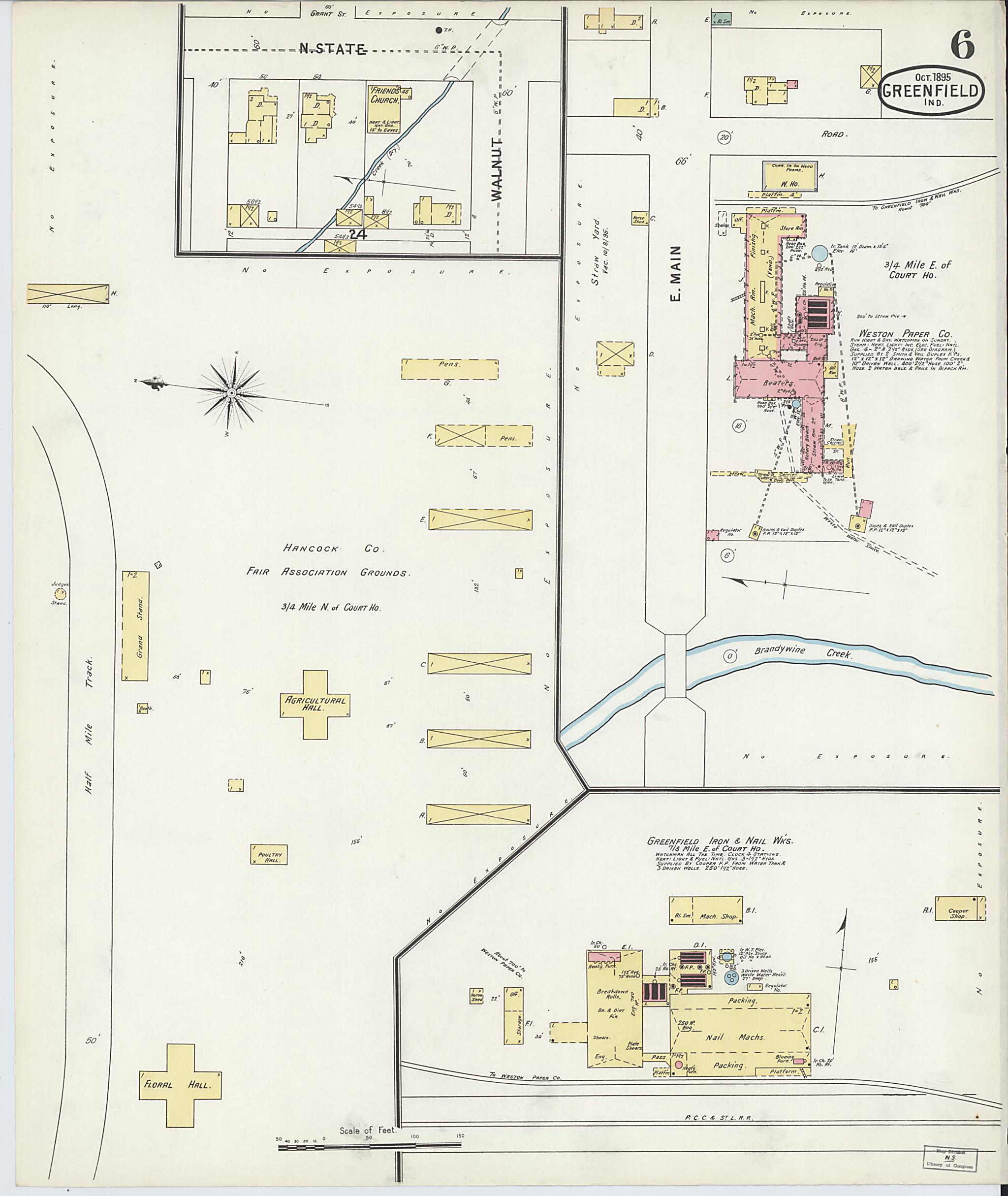 This old map of Greenfield, Hancock County, Indiana was created by Sanborn Map Company in 1895