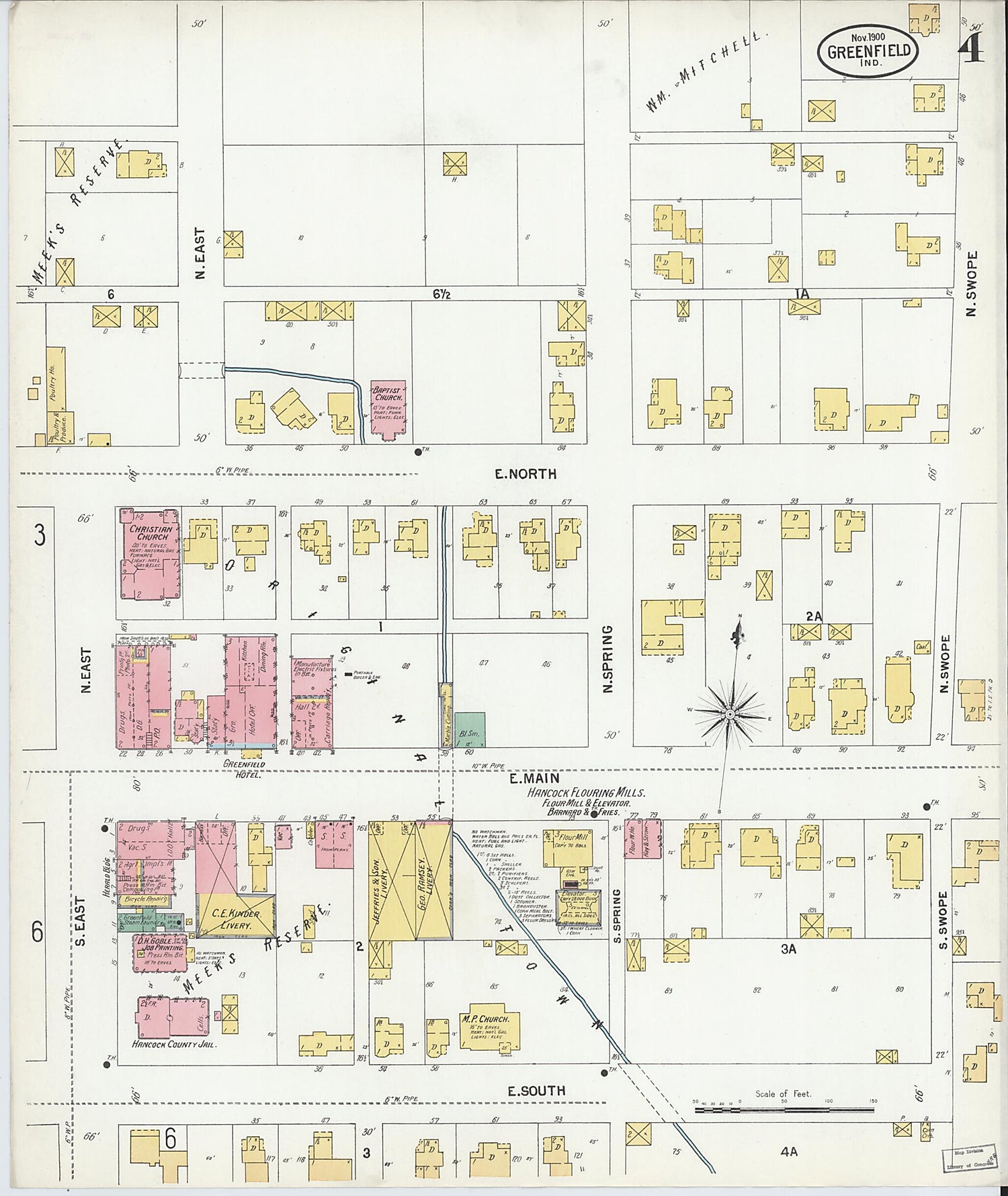 This old map of Greenfield, Hancock County, Indiana was created by Sanborn Map Company in 1900