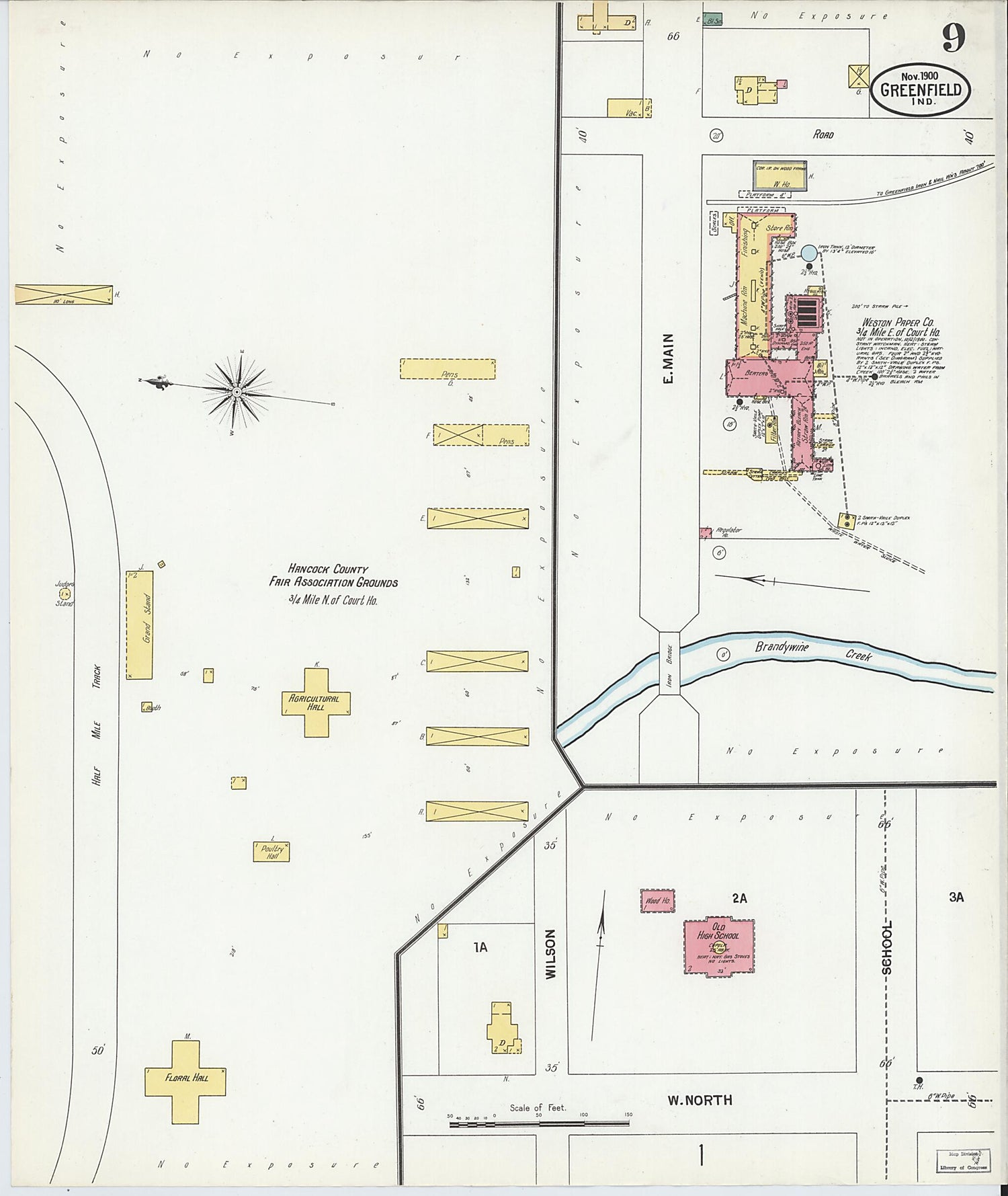 This old map of Greenfield, Hancock County, Indiana was created by Sanborn Map Company in 1900