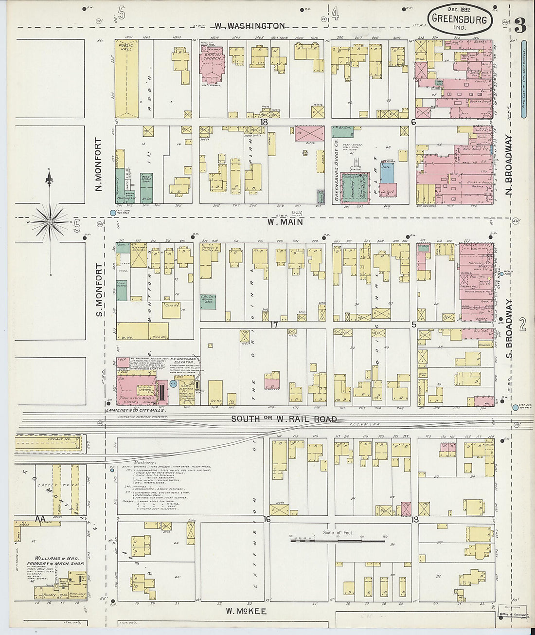 This old map of Greensburg, Decatur County, Indiana was created by Sanborn Map Company in 1897