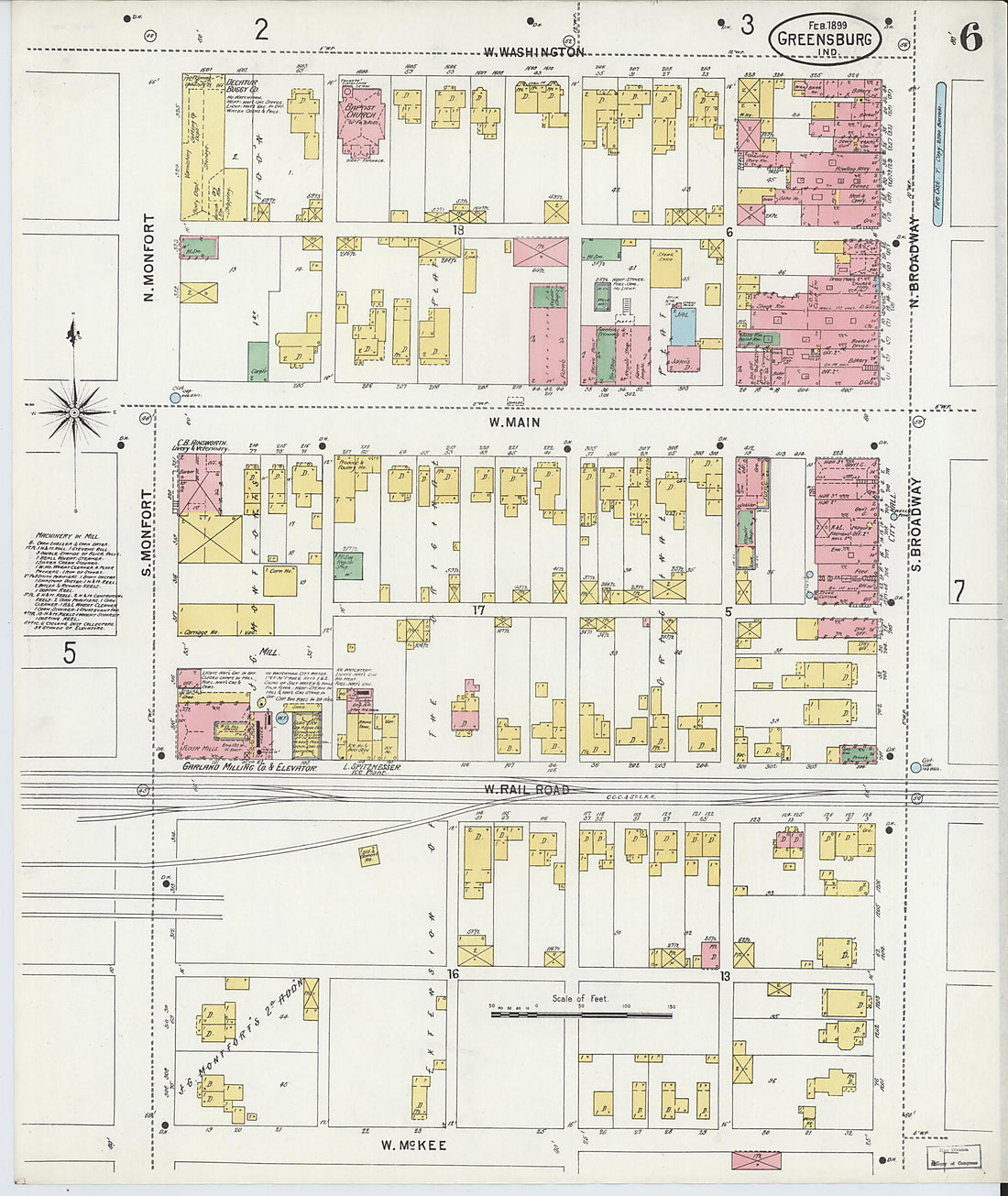 This old map of Greensburg, Decatur County, Indiana was created by Sanborn Map Company in 1899