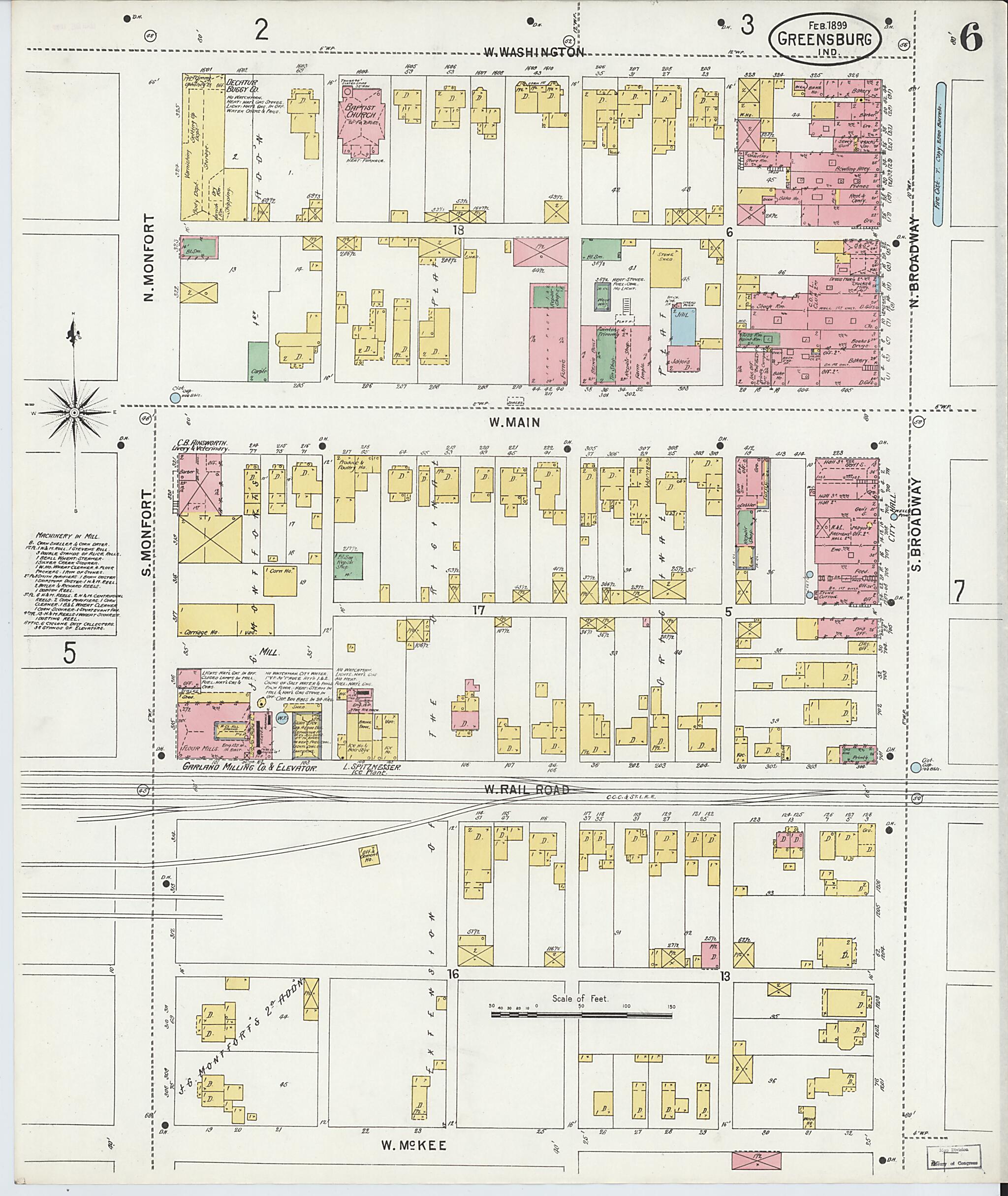 This old map of Greensburg, Decatur County, Indiana was created by Sanborn Map Company in 1899