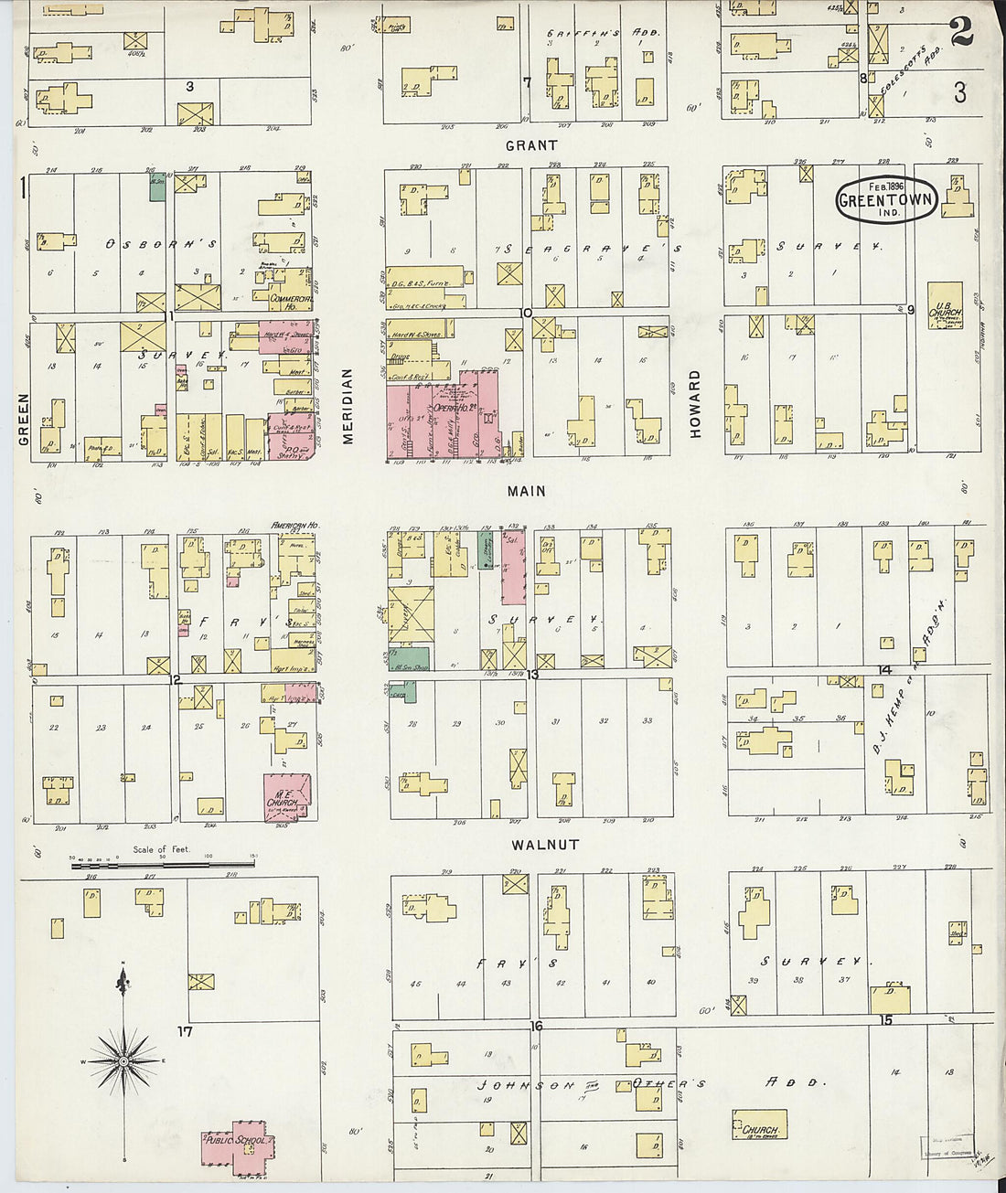 This old map of Greentown, Howard County, Indiana was created by Sanborn Map Company in 1896