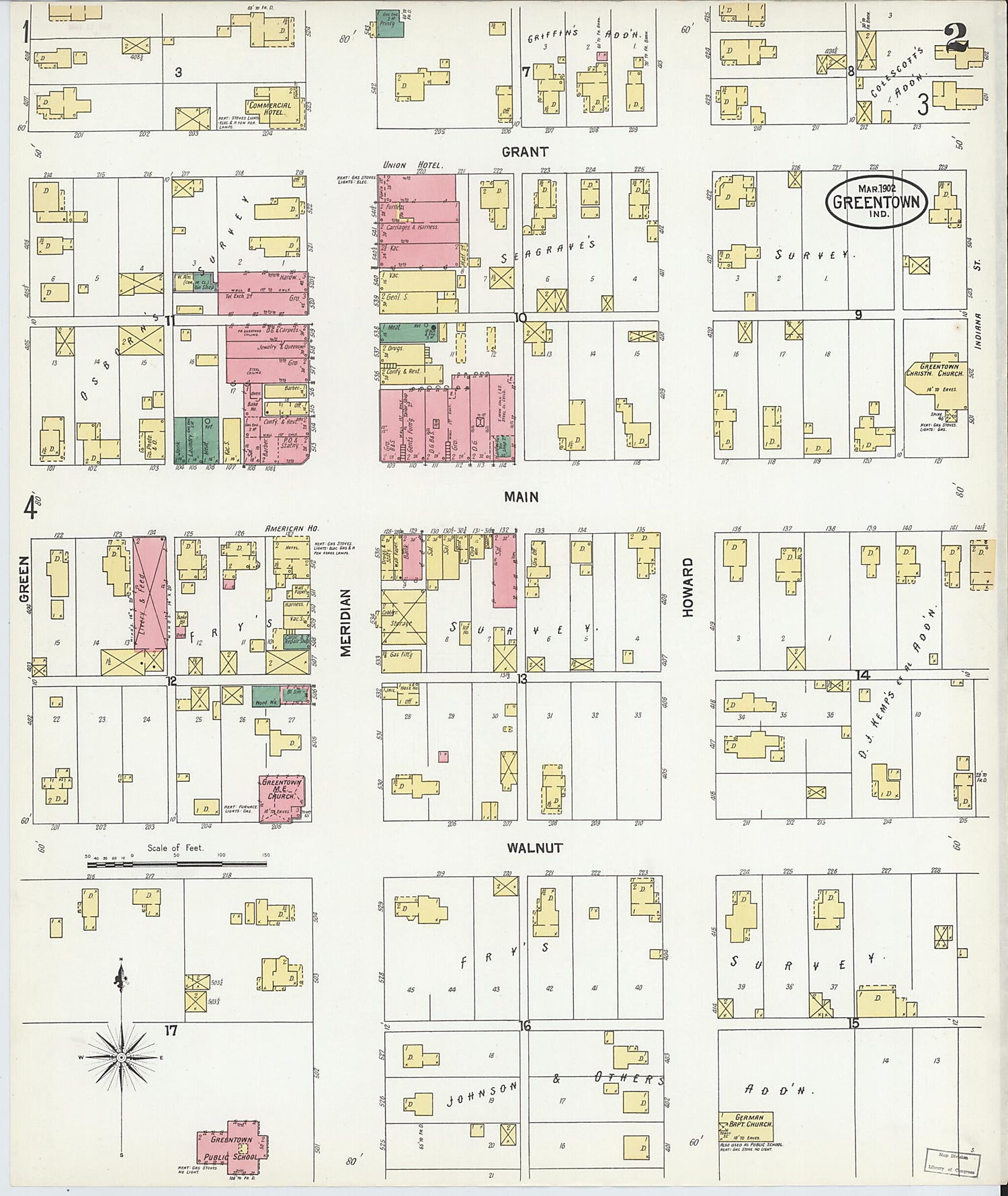 This old map of Greentown, Howard County, Indiana was created by Sanborn Map Company in 1902