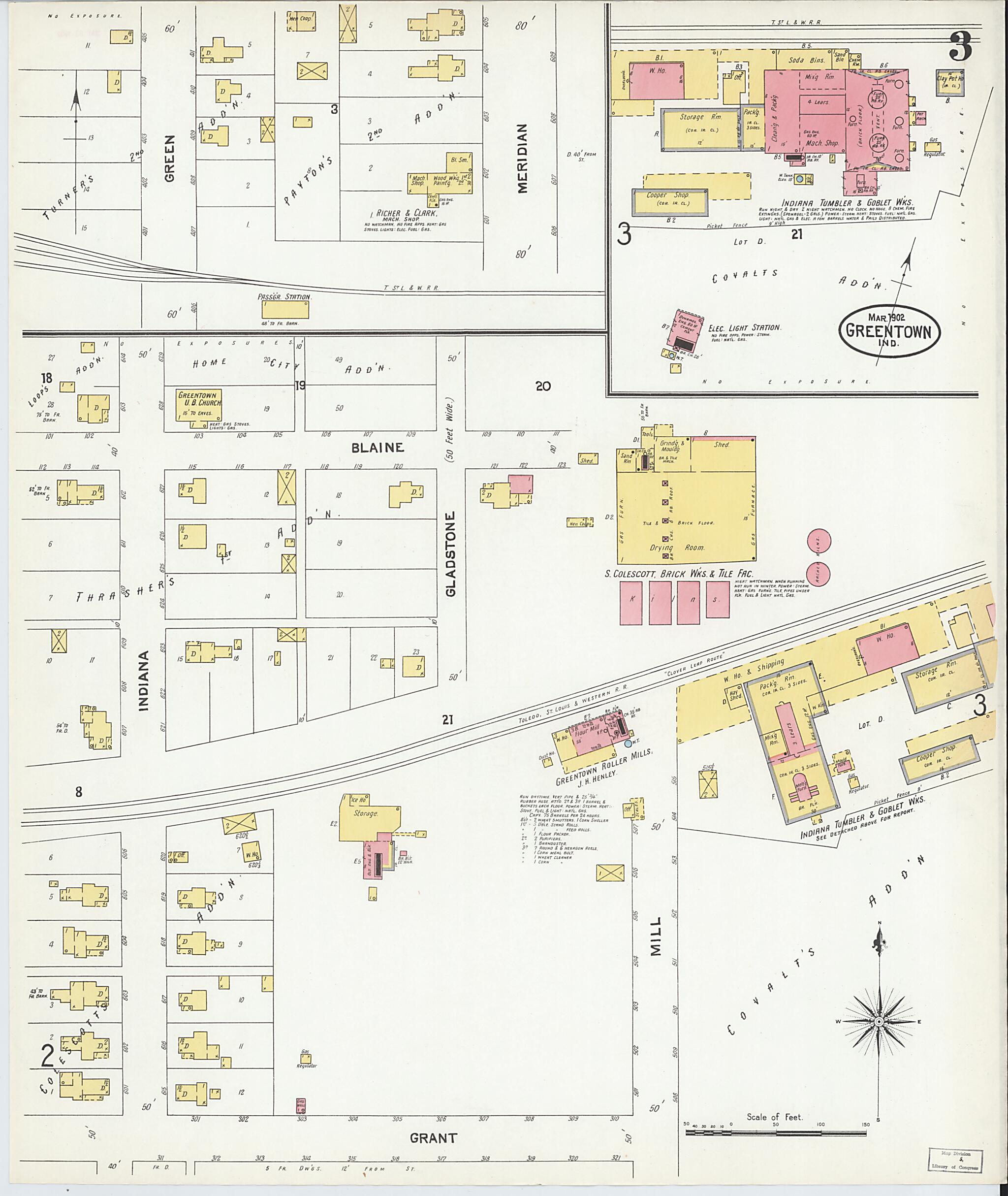 This old map of Greentown, Howard County, Indiana was created by Sanborn Map Company in 1902