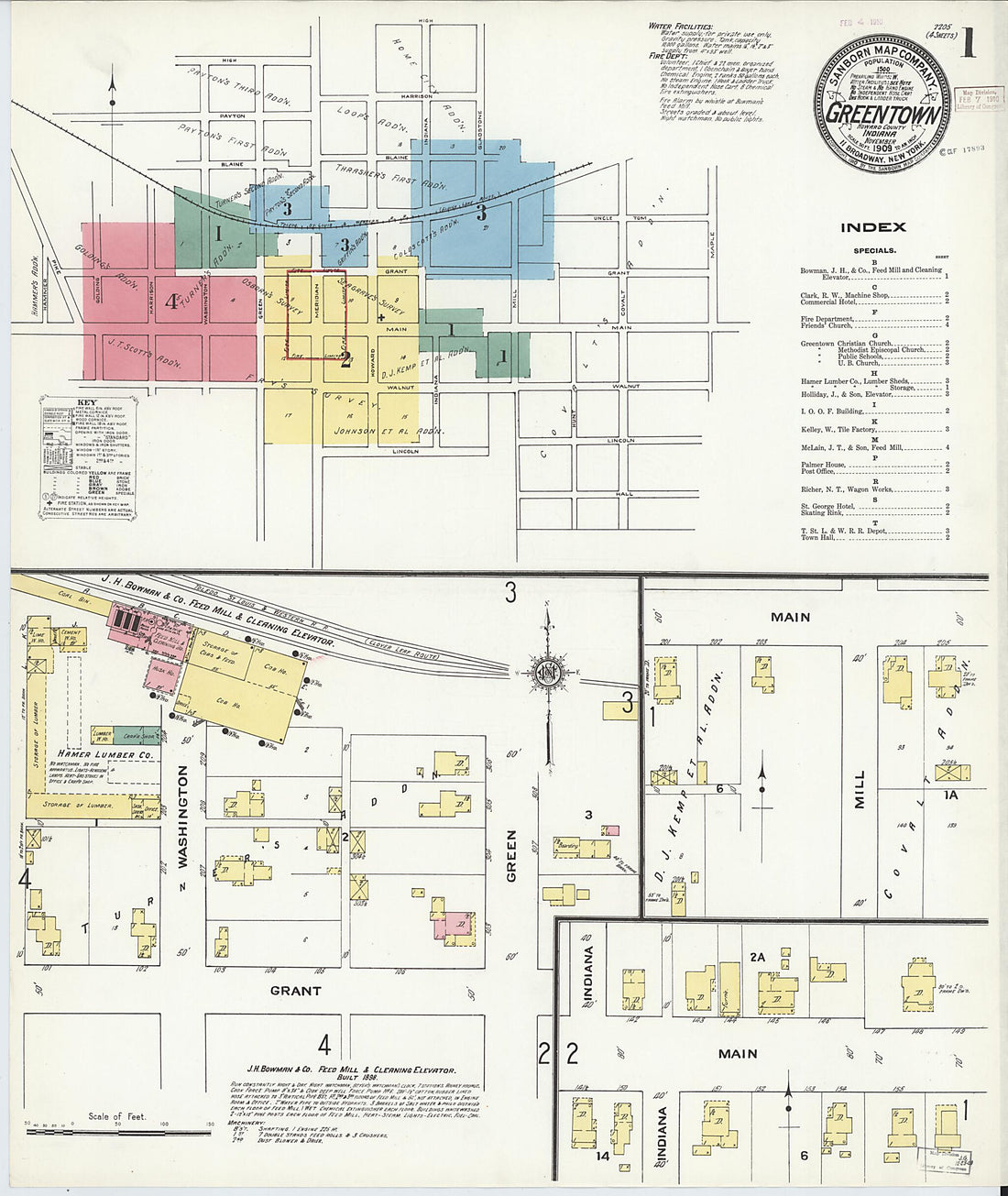 This old map of Greentown, Howard County, Indiana was created by Sanborn Map Company in 1909