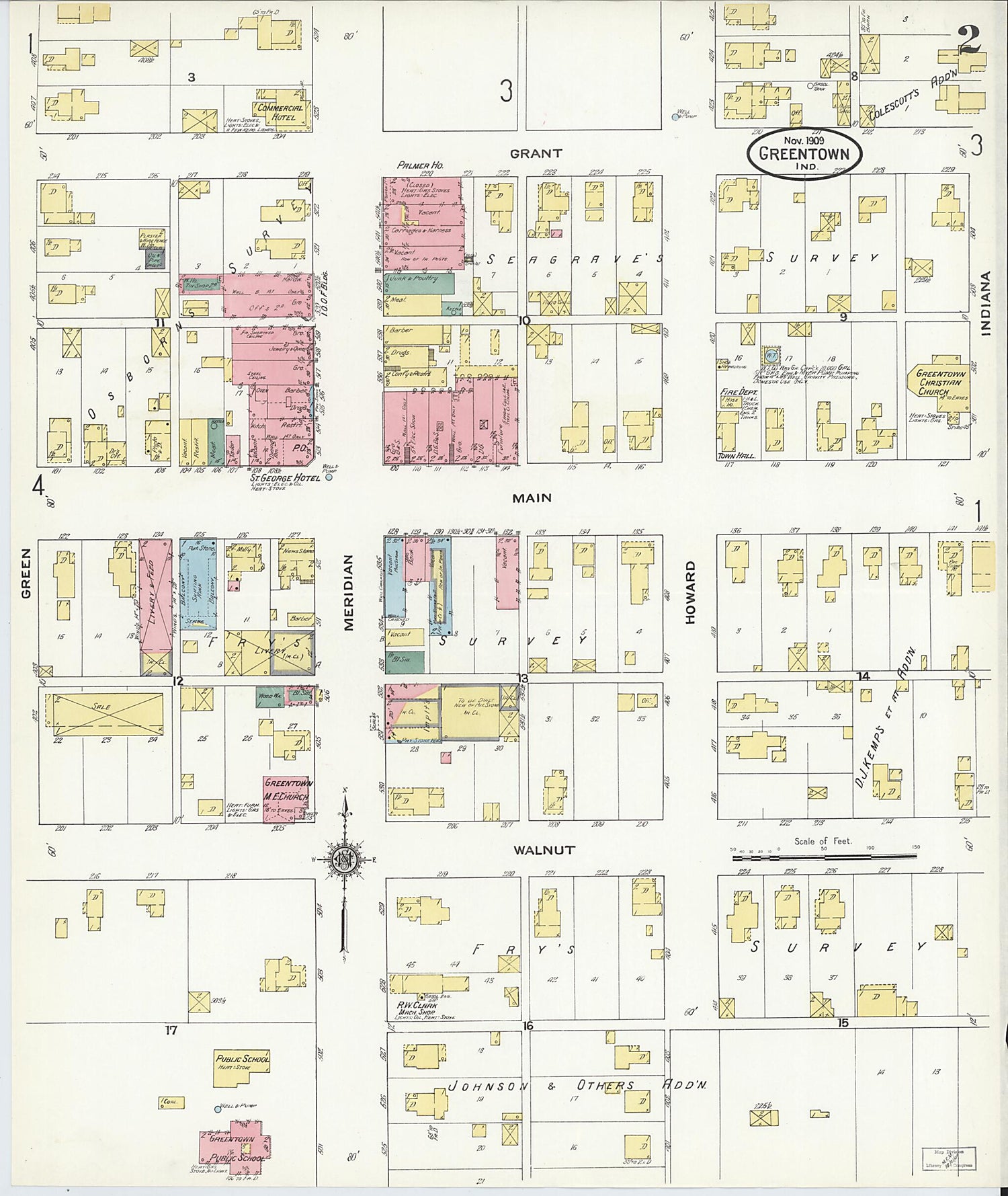 This old map of Greentown, Howard County, Indiana was created by Sanborn Map Company in 1909